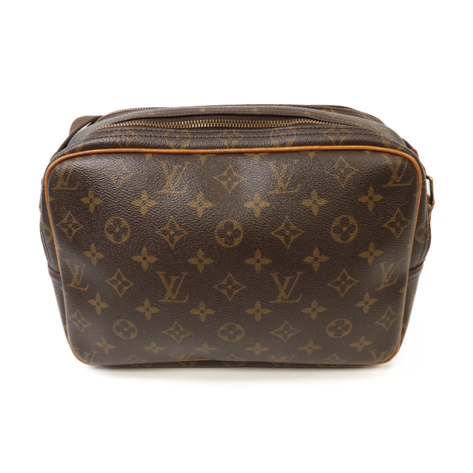 LOUIS VUITTON Monogram Reporter PM金扣肩背袋啡色