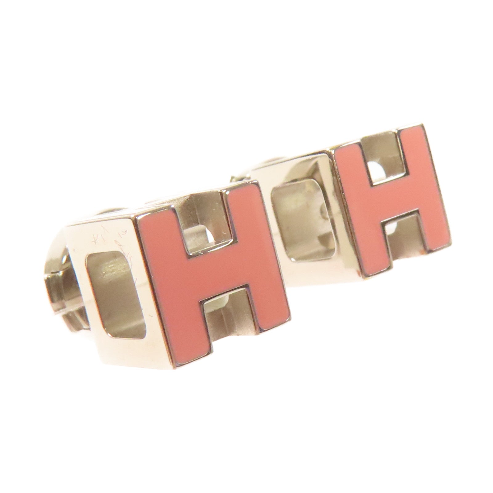 HERMES 金屬Cage d’H Earrings耳環粉紅色/銀色
