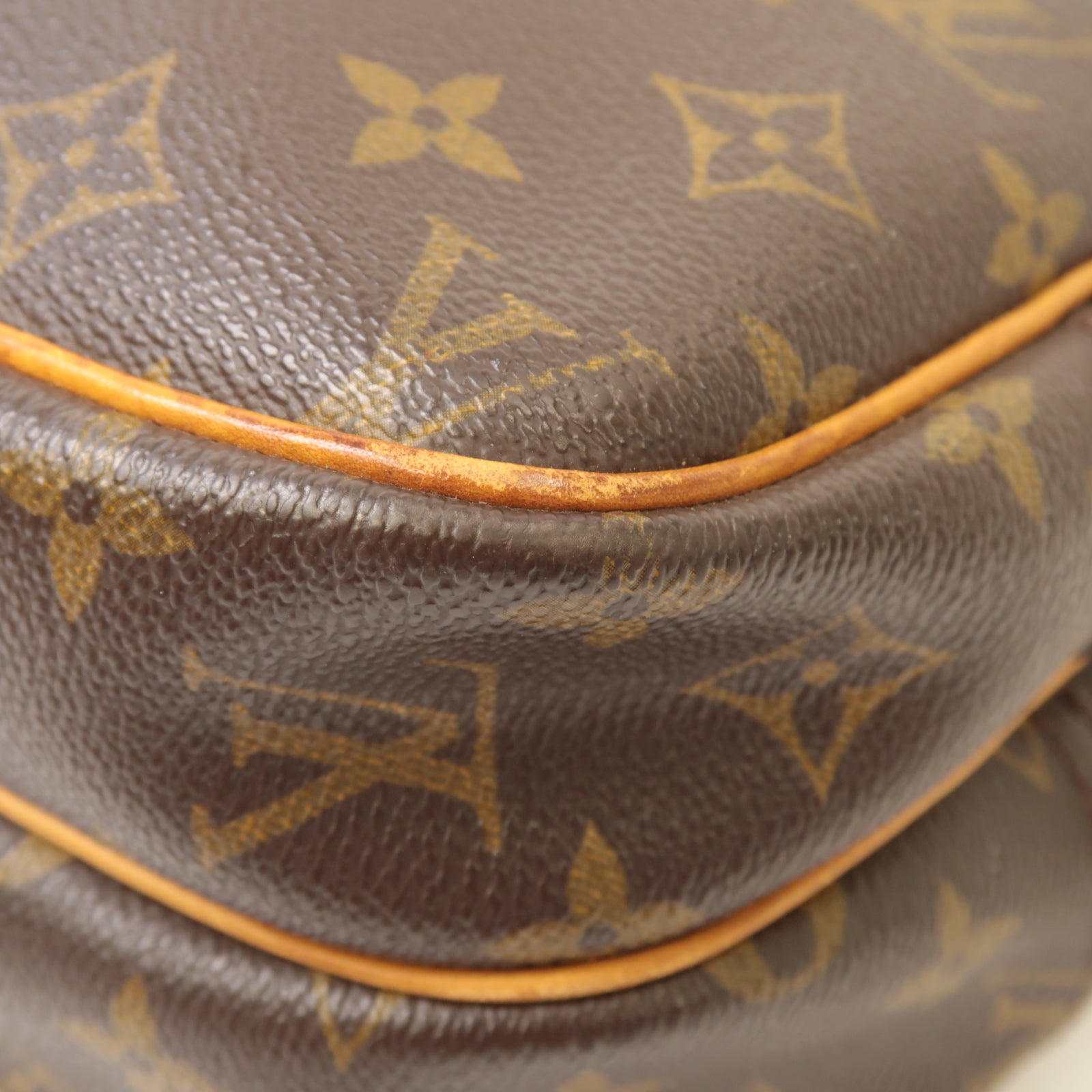 LOUIS VUITTON Monogram Reporter PM金扣肩背袋啡色