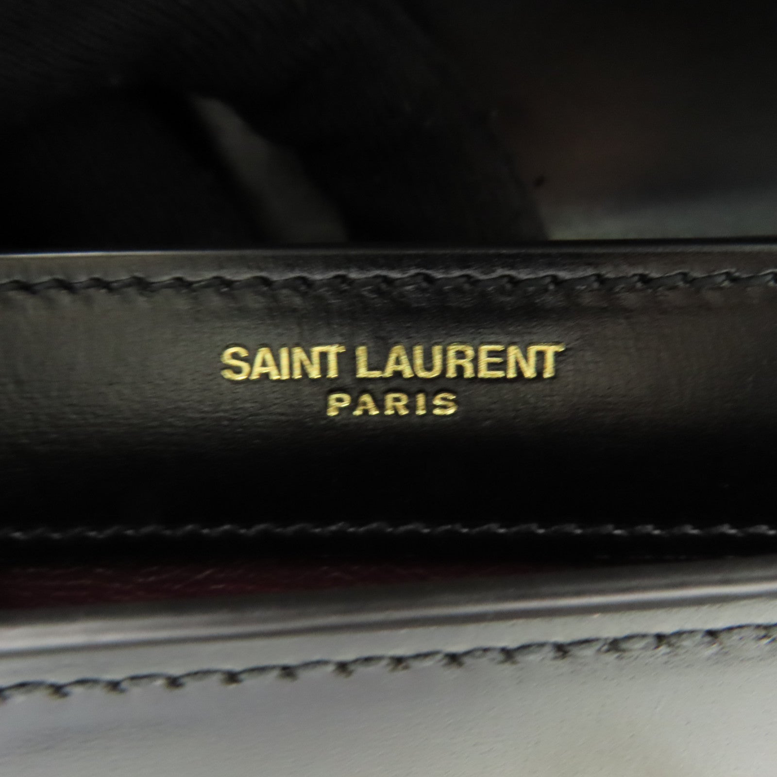 YVES SAINT LAURENT 牛皮皮革Chain Shoulder金扣鏈帶肩背袋黑色