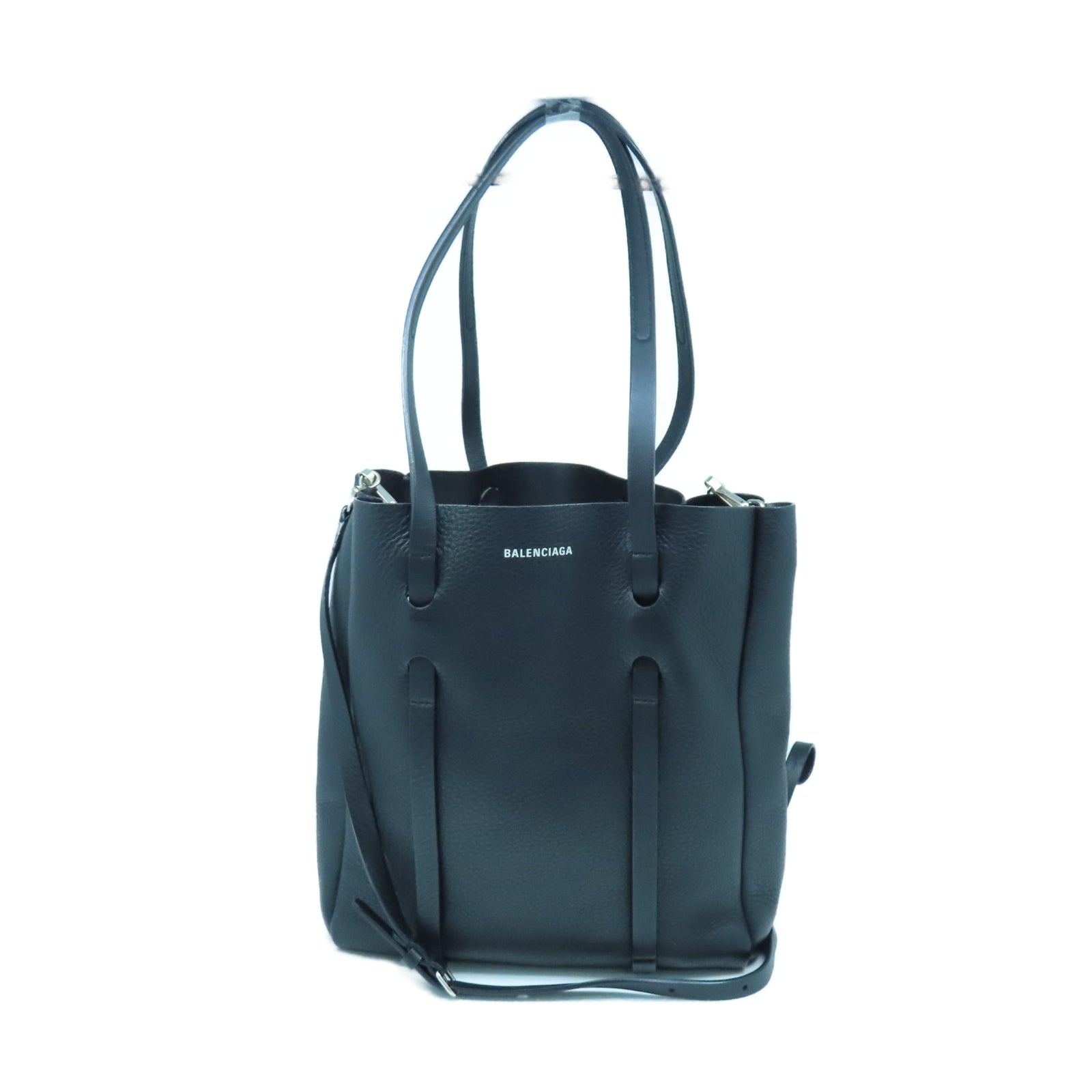BALENCIAGA 牛皮皮革2 Way Shoulder銀扣手挽肩背兩用袋黑色