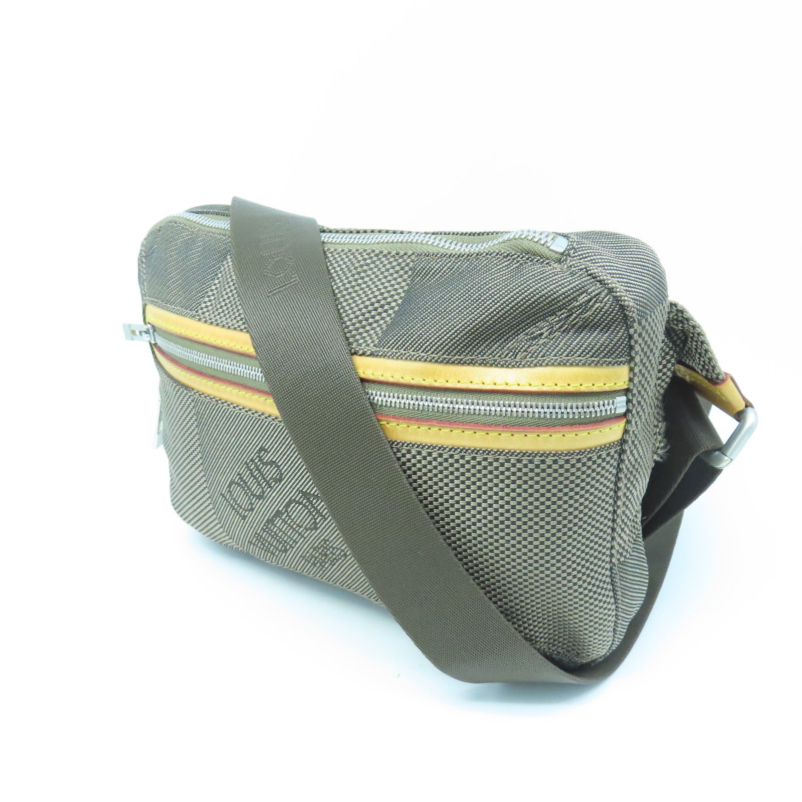LOUIS VUITTON Damier Geant Arche Waist Bag silver buckle belt bag brown