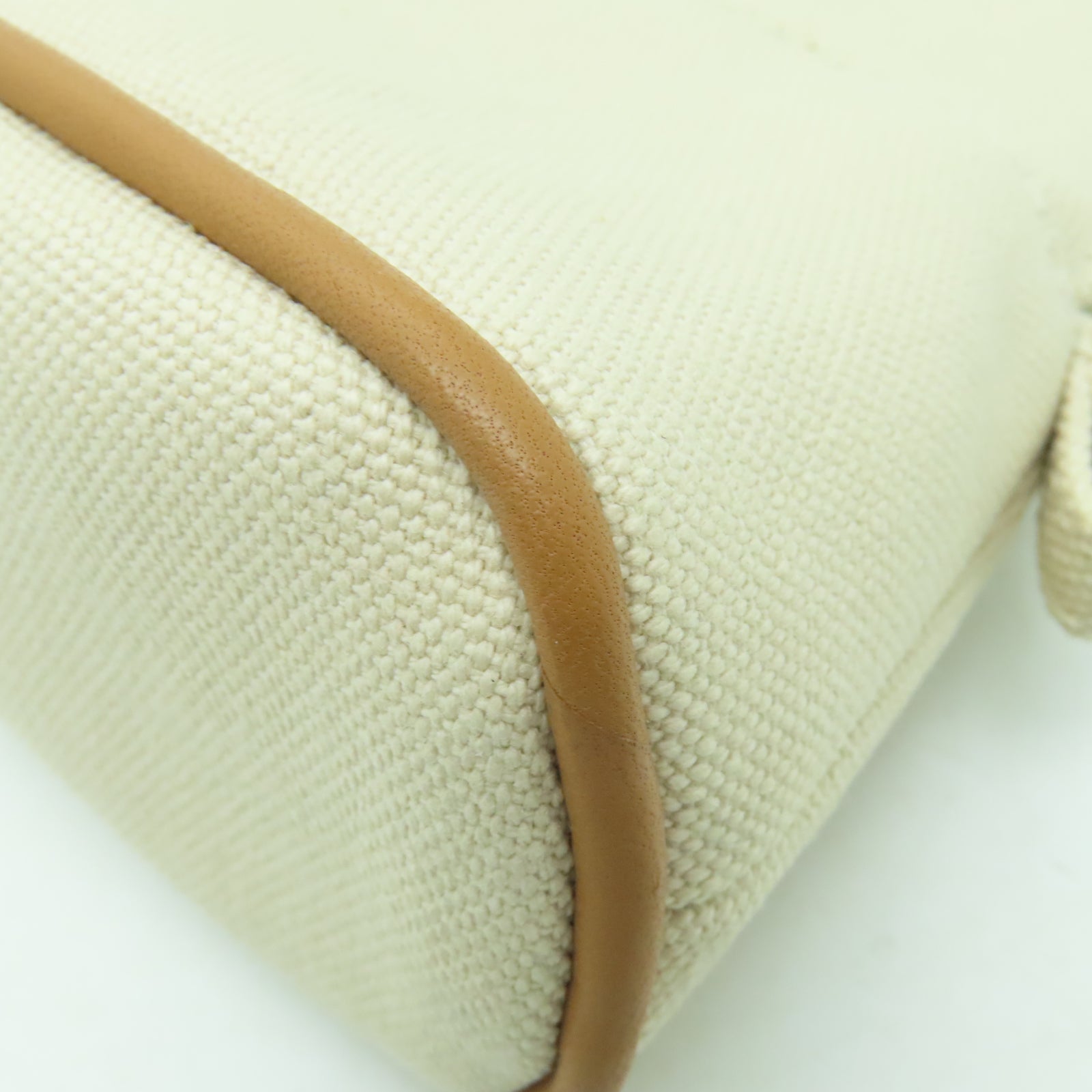 HERMES 帆布Bolide Pouch銀扣手拿包米色