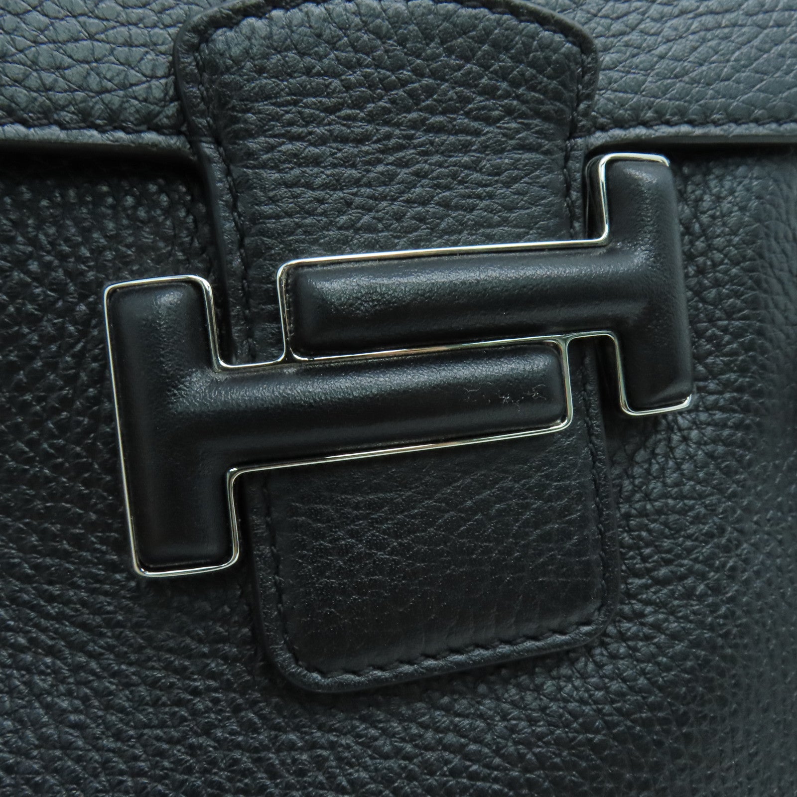 TOD’S 牛皮皮革Backpack銀扣背包黑色