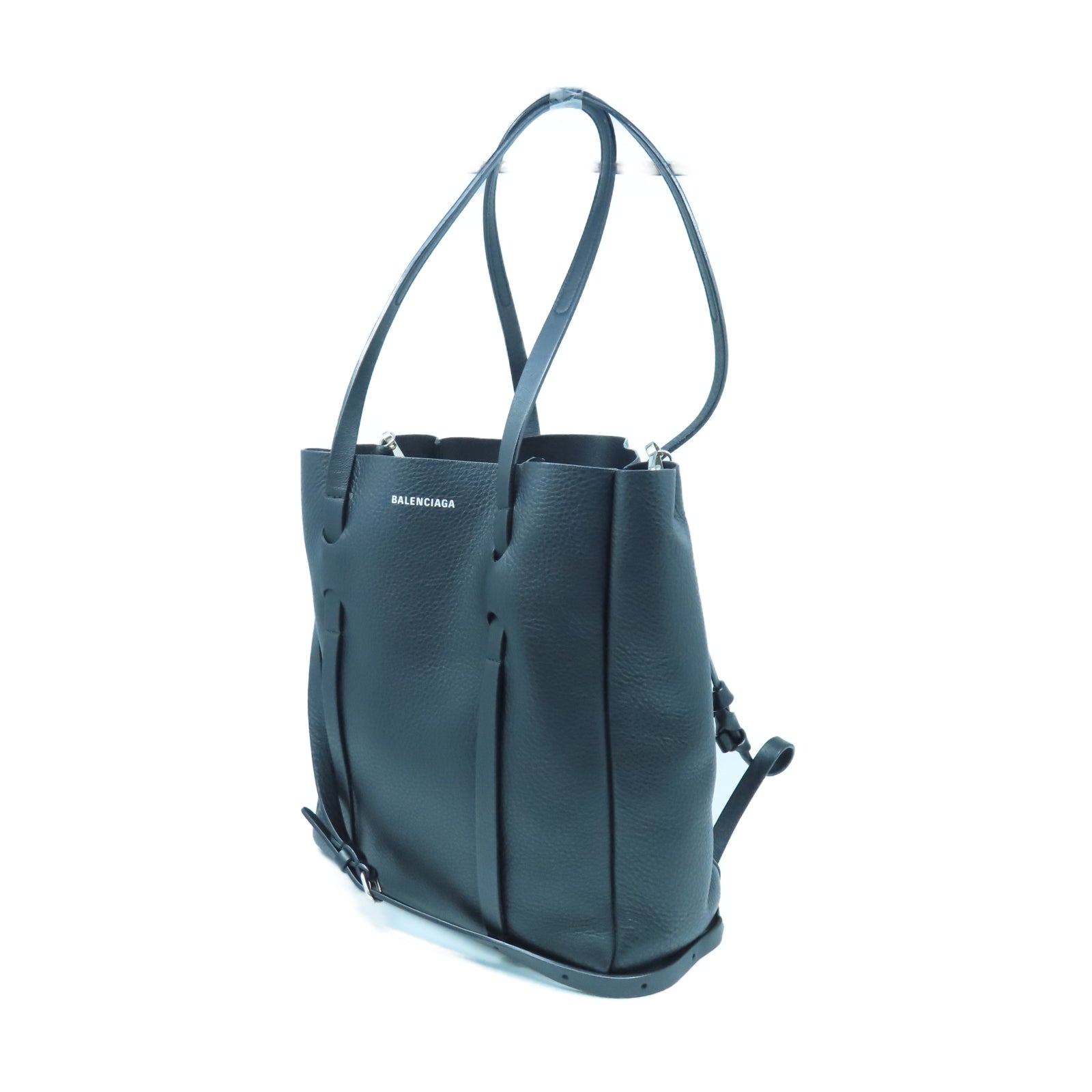 BALENCIAGA 牛皮皮革2 Way Shoulder銀扣手挽肩背兩用袋黑色