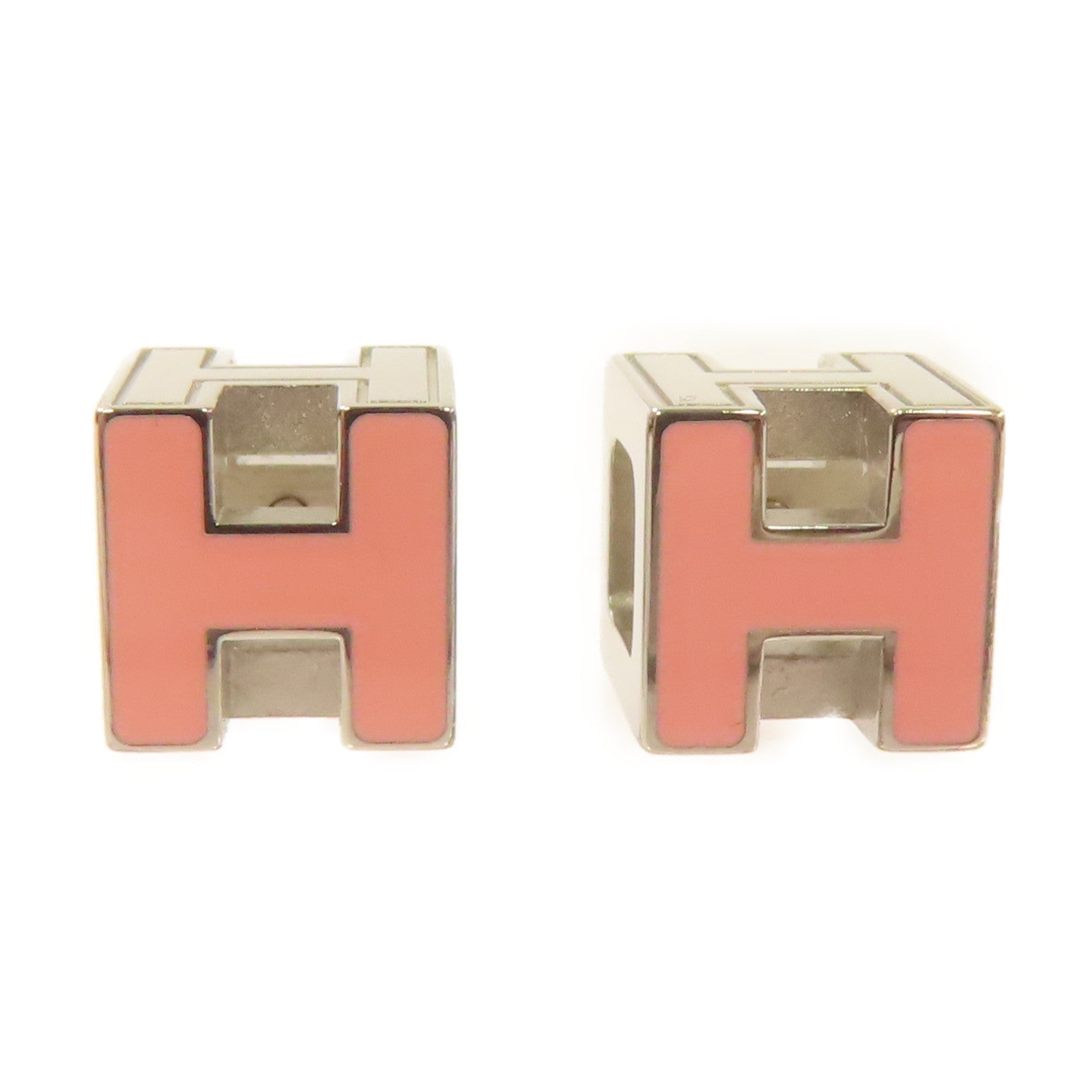 HERMES 金屬Cage d’H Earrings耳環粉紅色/銀色