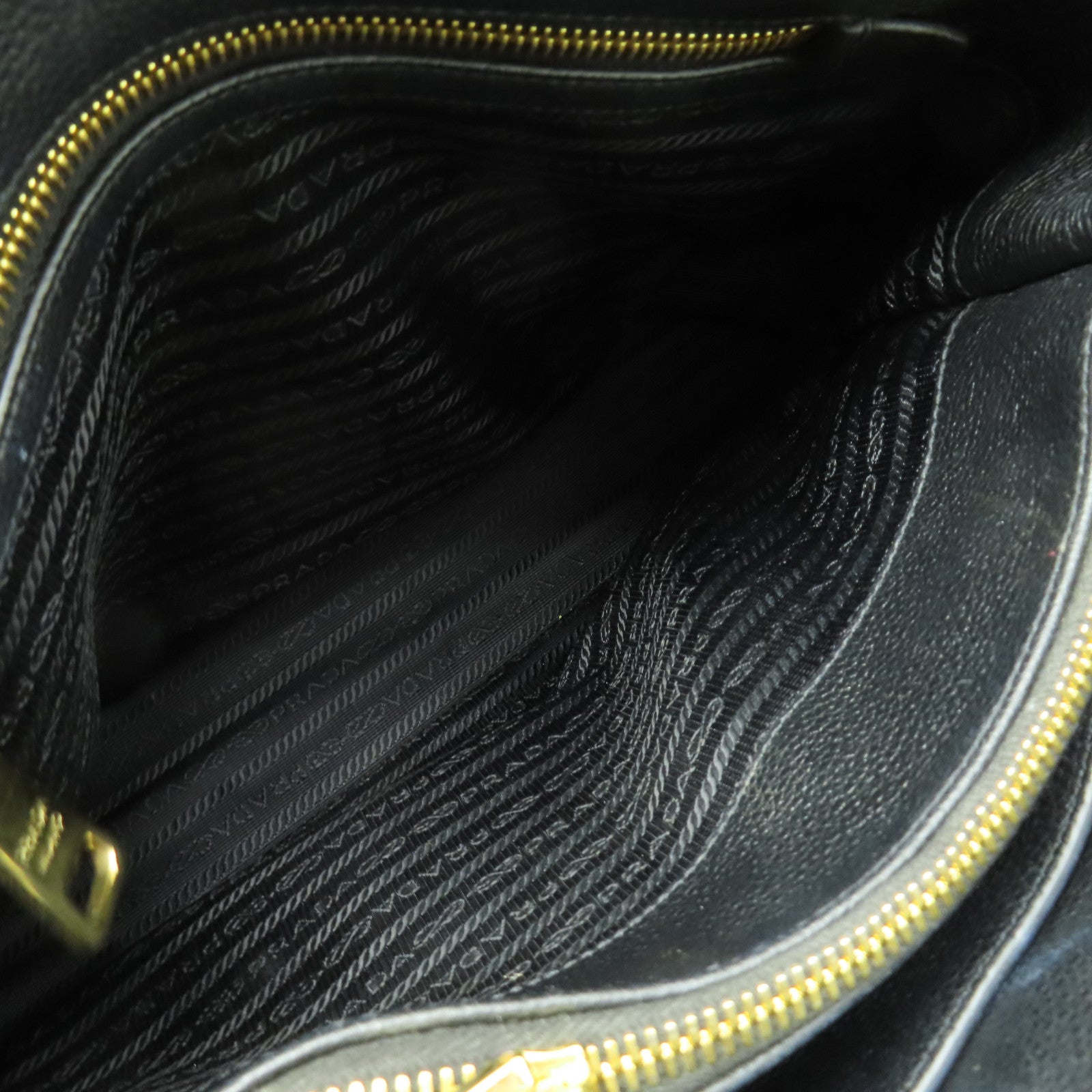 PRADA 牛皮皮革2 Way Tote Bag金扣手挽肩背兩用袋黑色