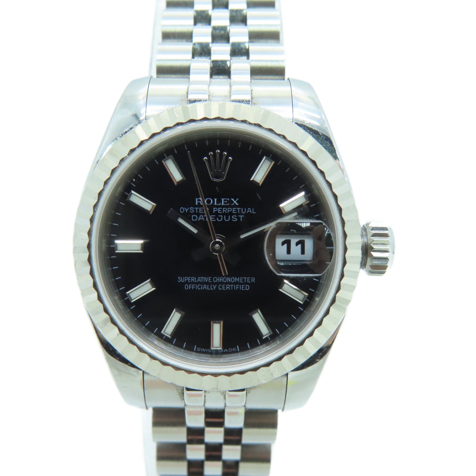 ROLEX Datejust Stainless Steel/18K White Gold Watch Automatic Movement Black