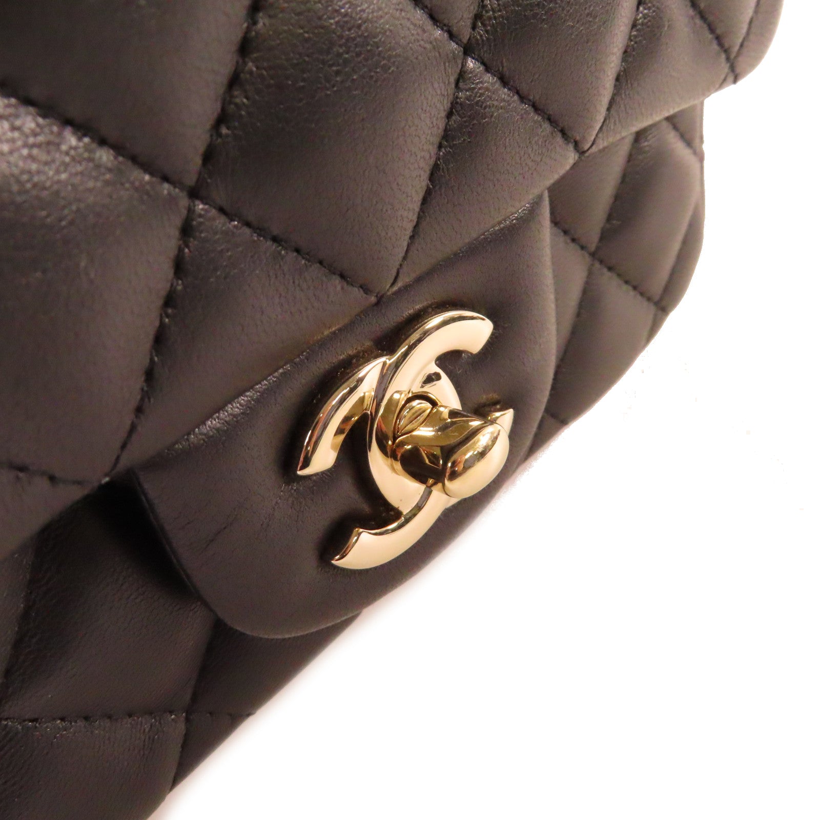 CHANEL 菱格羊皮皮革Chain Shoulder Bag銀扣鏈帶肩背袋黑色