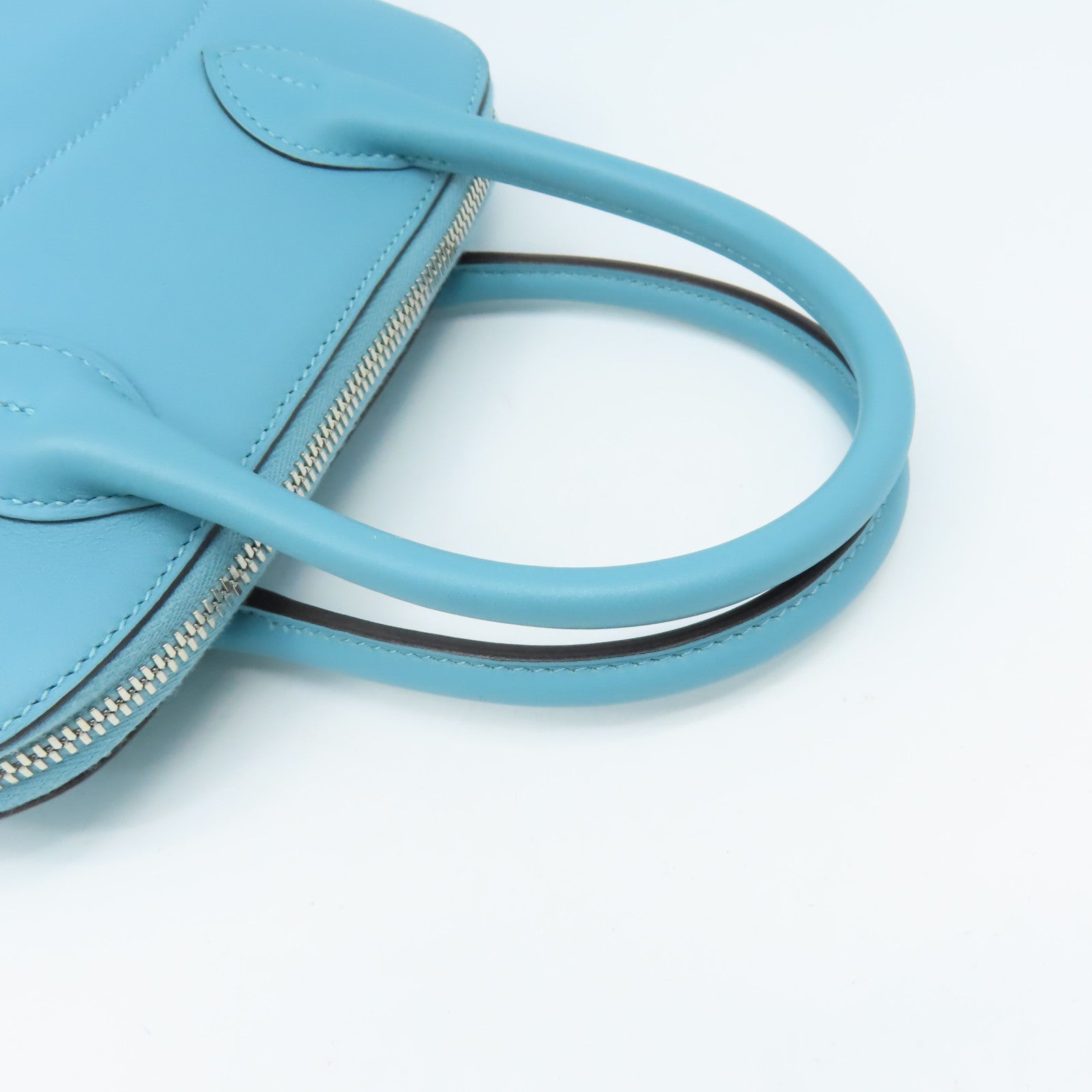 HERMES Swift皮革Bolide Secret Handbag銀扣手挽袋Blue Saint Cyr/聖西爾藍色