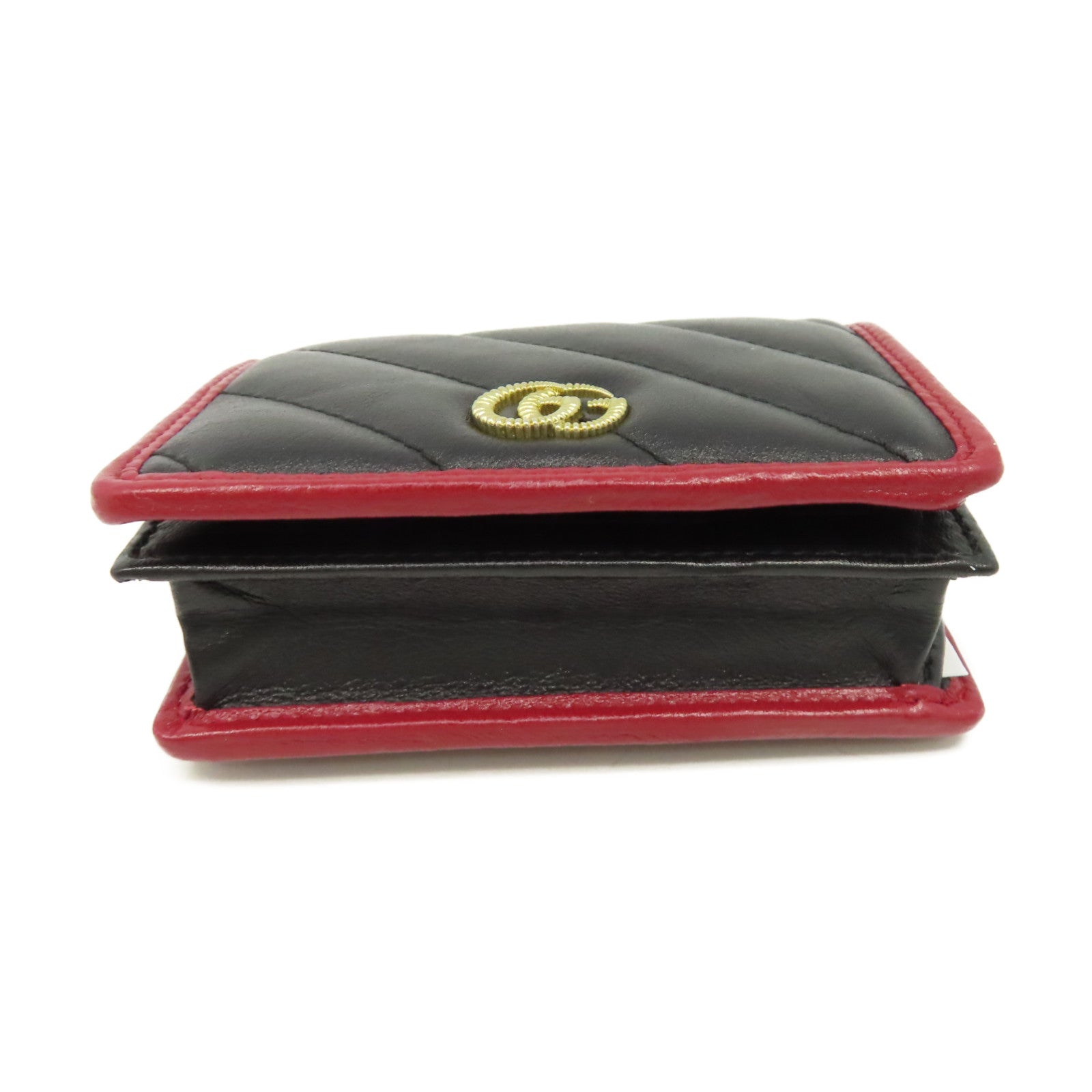 GUCCI 牛皮皮革GG Marmont Short Wallet短錢包黑色/紅色