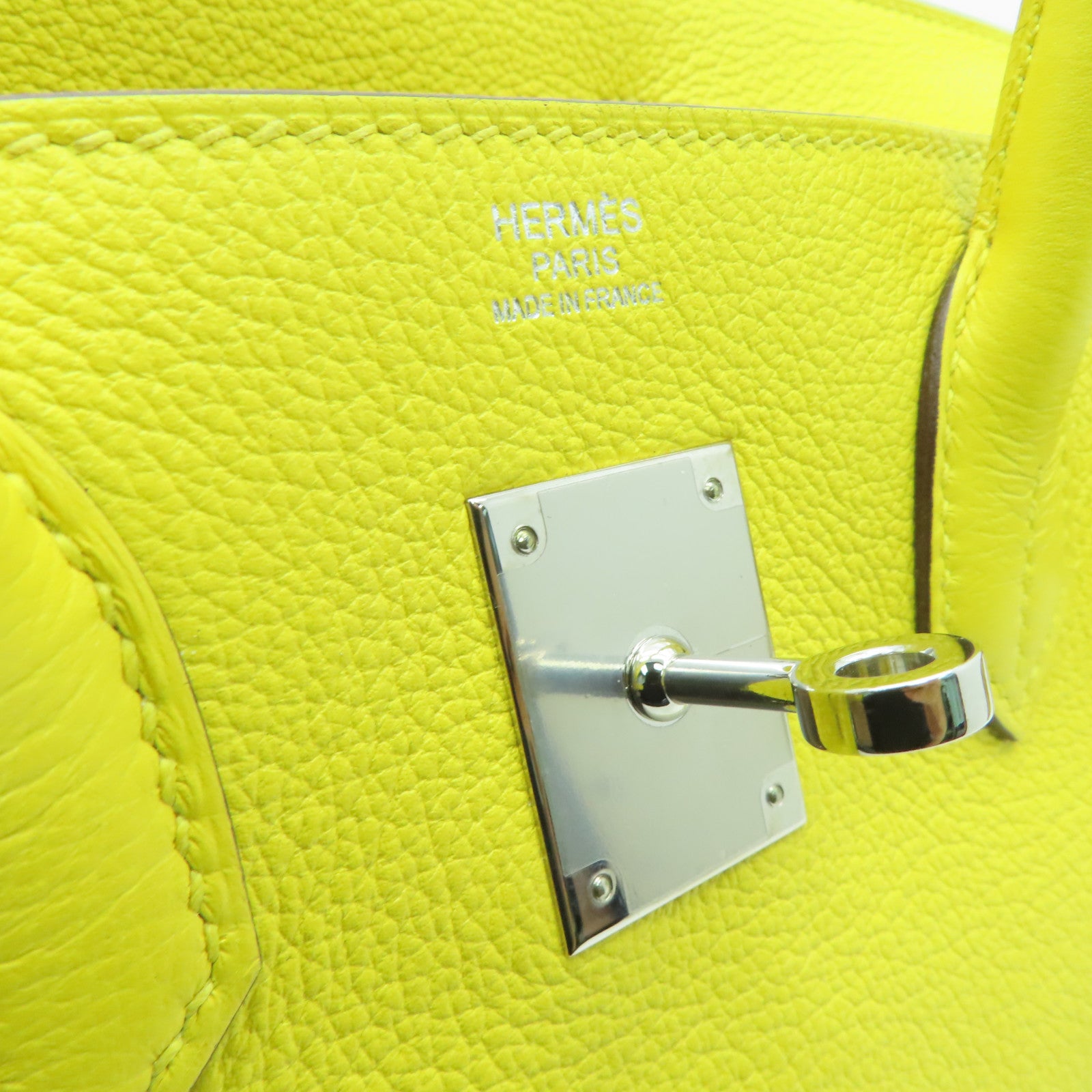 HERMES 【激减优惠】Novillo皮革Birkin 30银扣手挽袋Jaune de Naples黄色