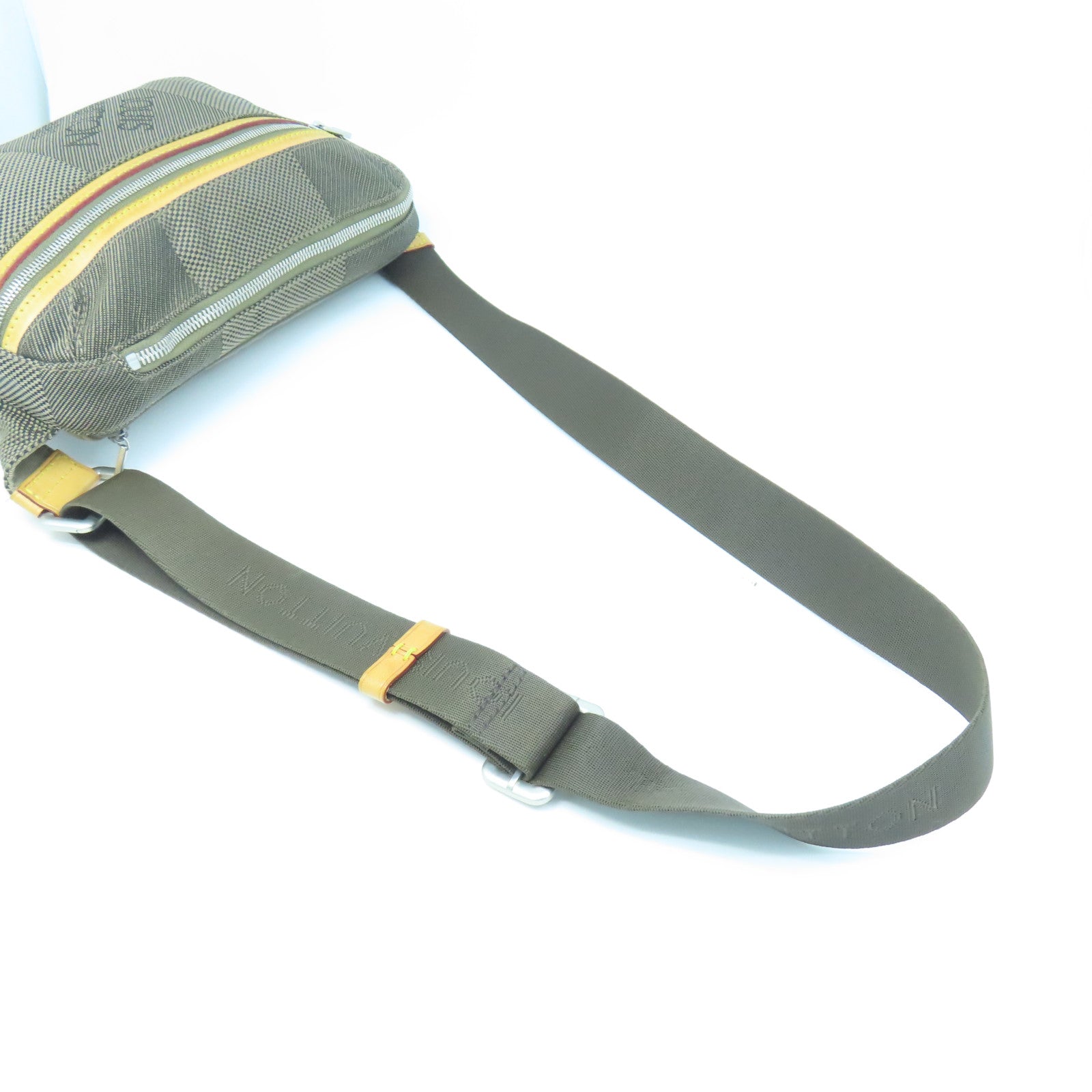 LOUIS VUITTON Damier Geant Arche Waist Bag silver buckle belt bag brown