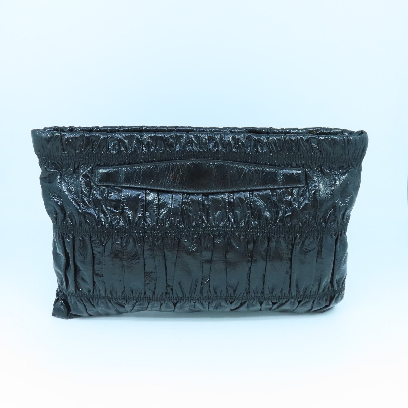 PRADA 漆皮皮革Clutch Bag金扣手拿包黑色
