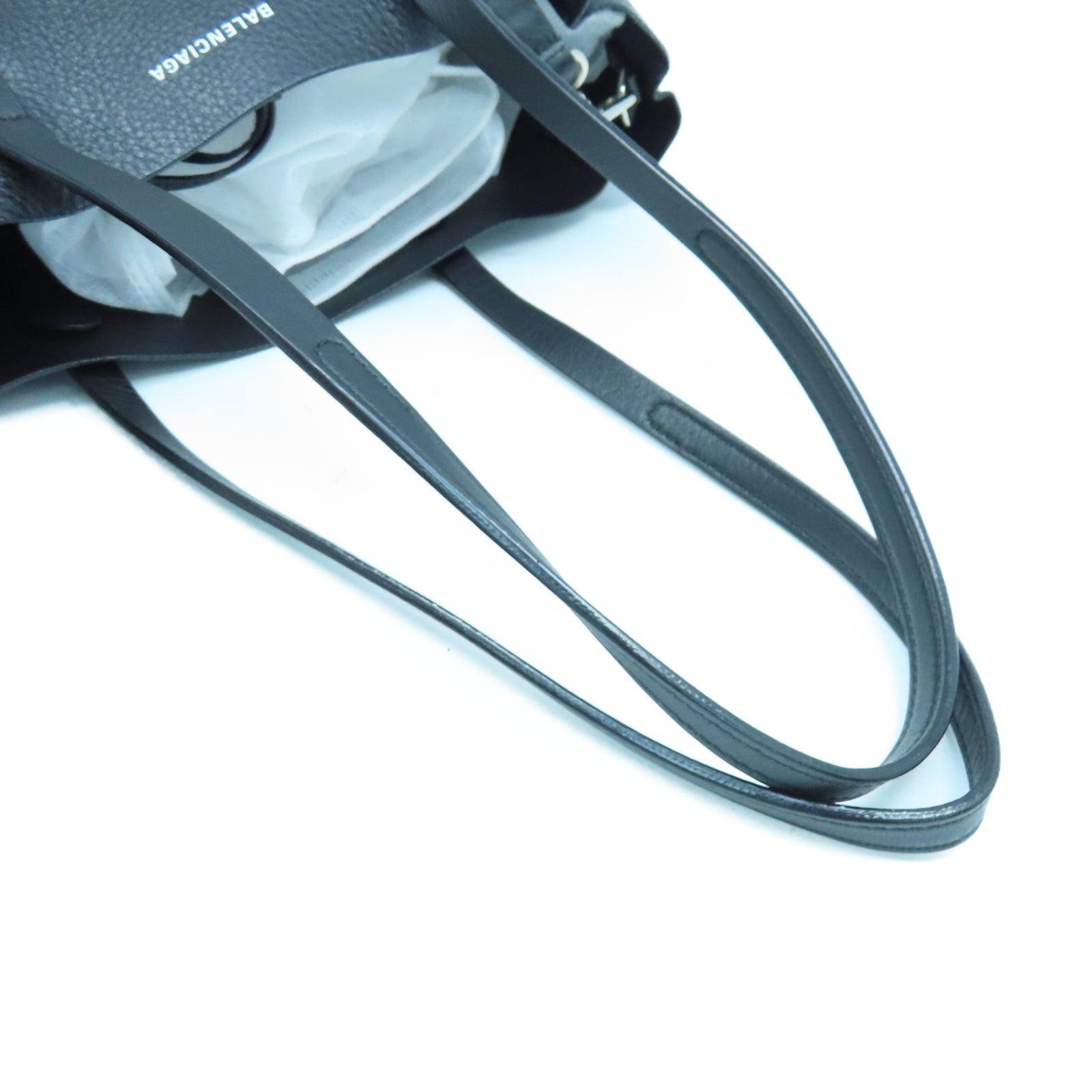 BALENCIAGA 牛皮皮革2 Way Shoulder銀扣手挽肩背兩用袋黑色
