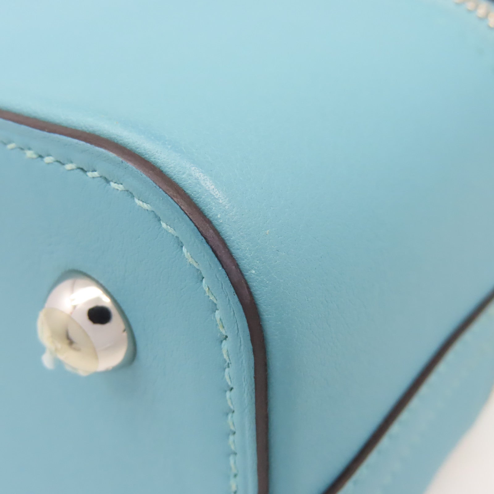 HERMES Swift皮革Bolide Secret Handbag銀扣手挽袋Blue Saint Cyr/聖西爾藍色