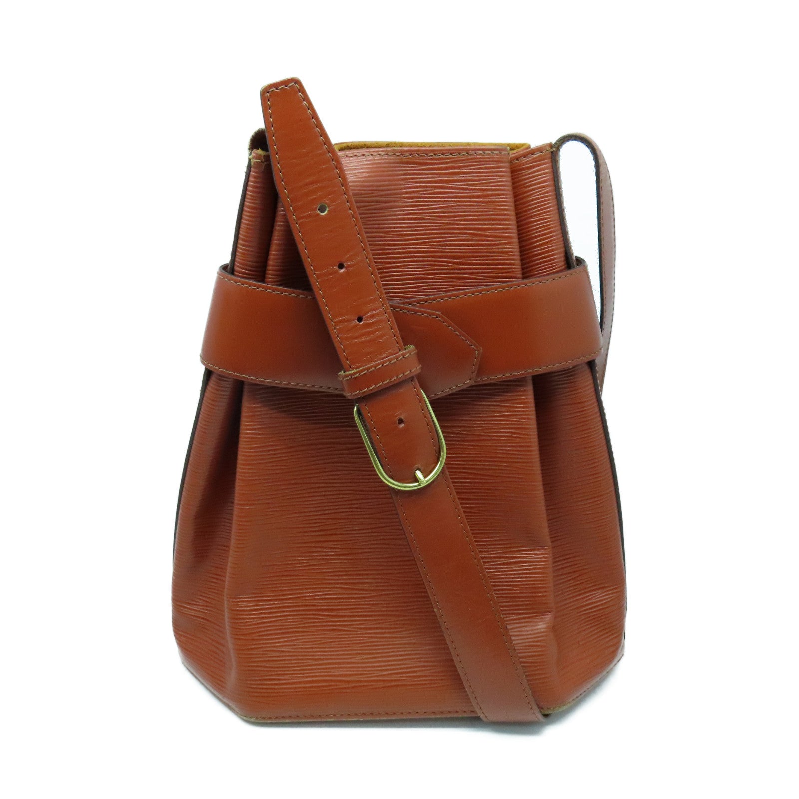 LOUIS VUITTON Epi Sac Depaule Gold Buckle Shoulder Bag Brown