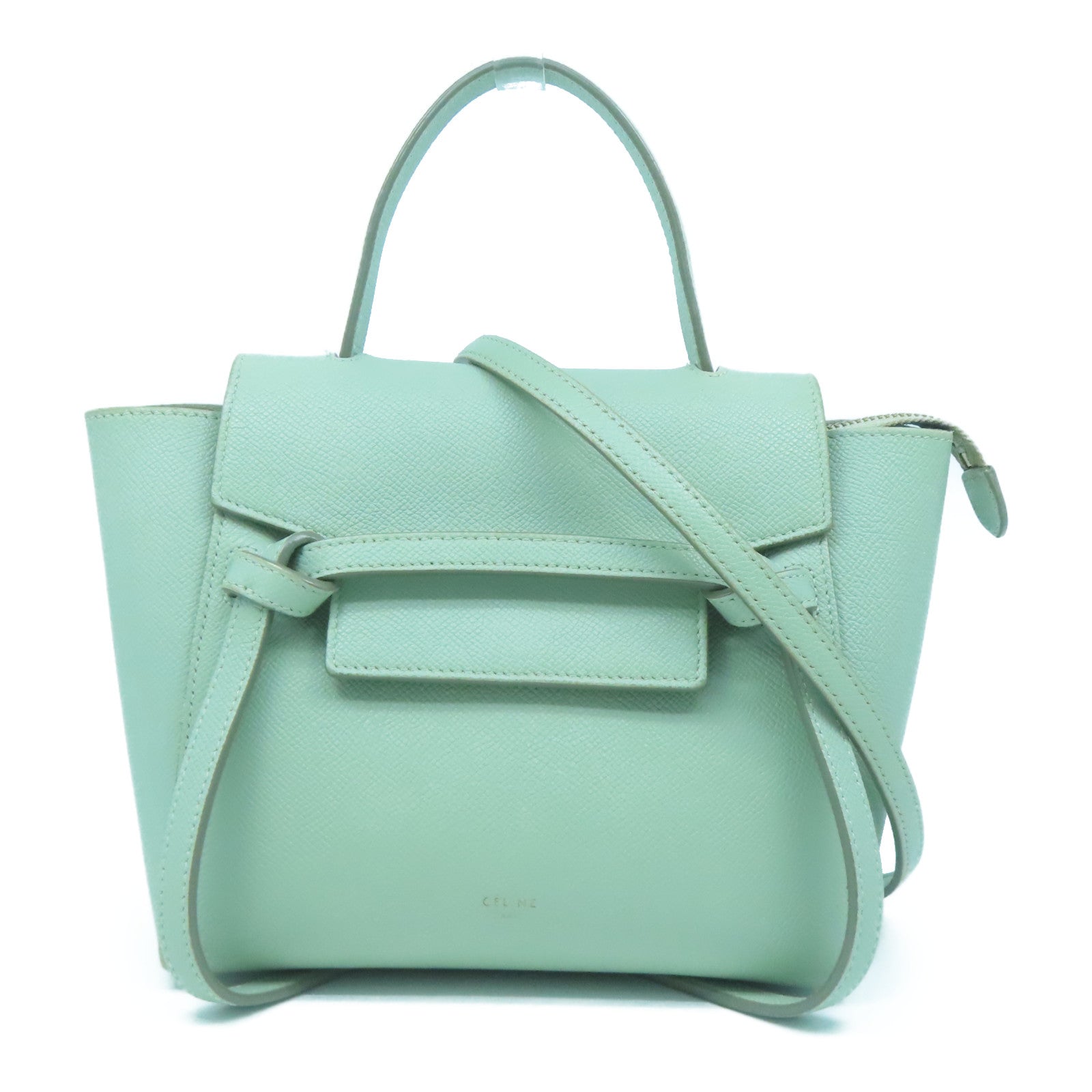 CELINE 牛皮皮革Nano Belt Bag金扣手挽肩背兩用袋綠色