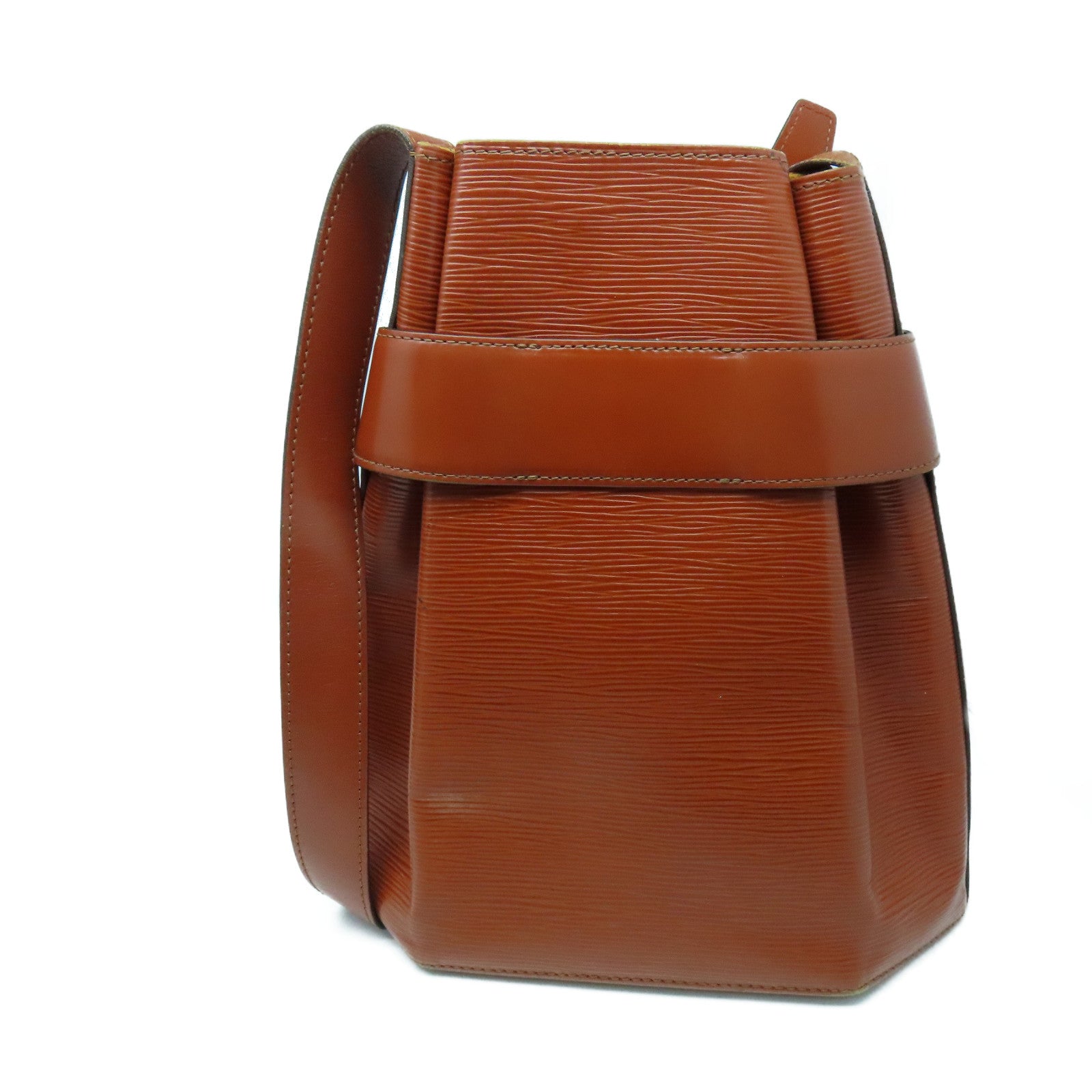 LOUIS VUITTON Epi Sac Depaule Gold Buckle Shoulder Bag Brown