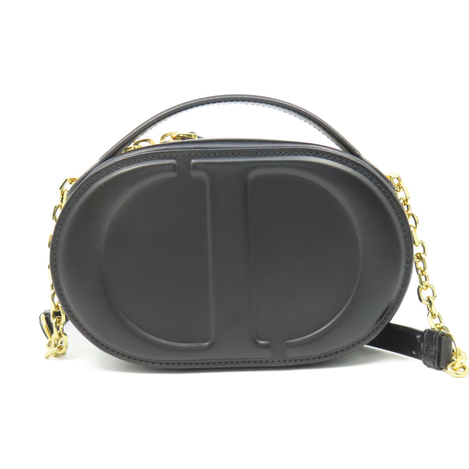 Dior 牛皮皮革CD Signature金扣手挽肩背兩用袋黑色