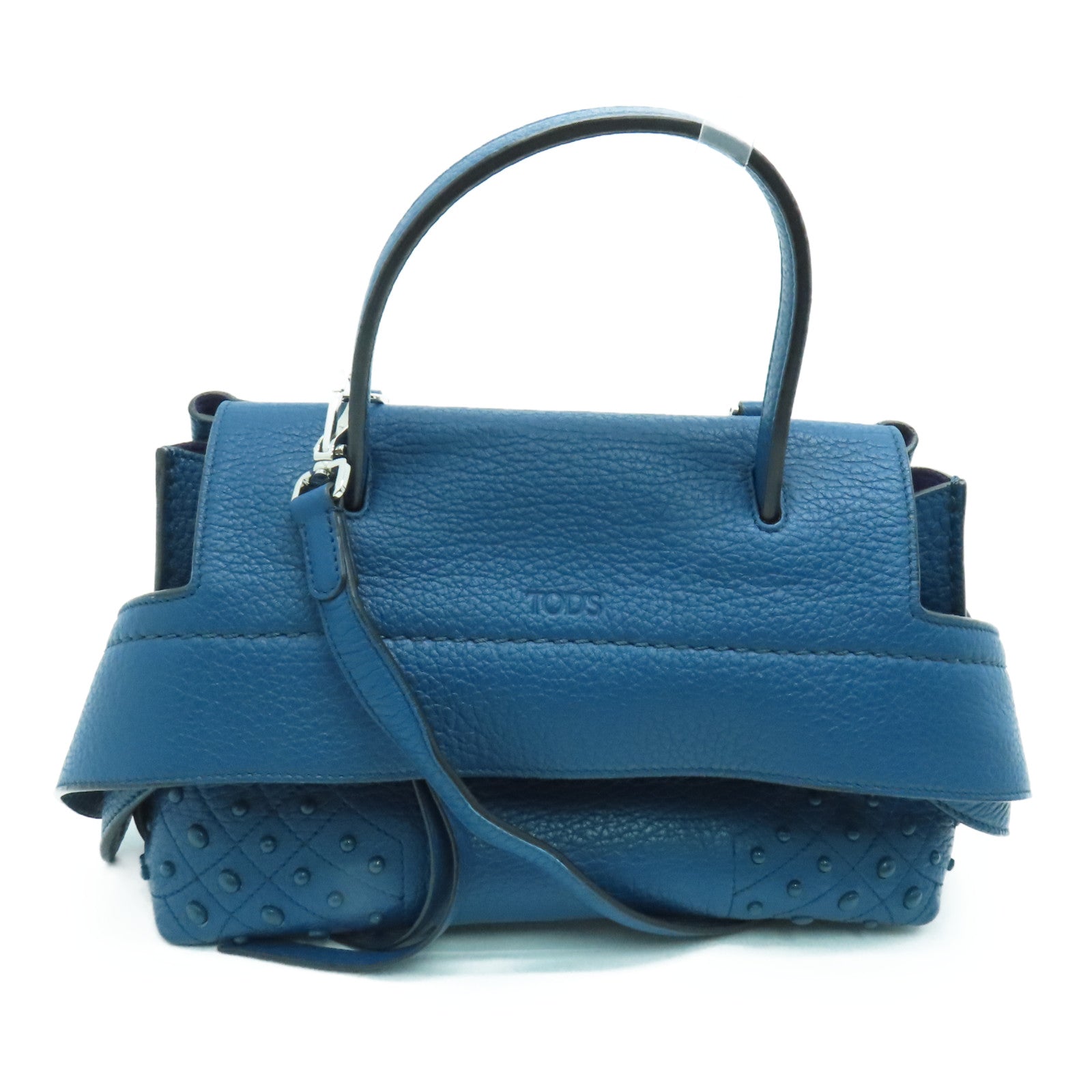 TOD'S 牛皮皮革2Way Shoulder手挽肩背两用袋银扣蓝色