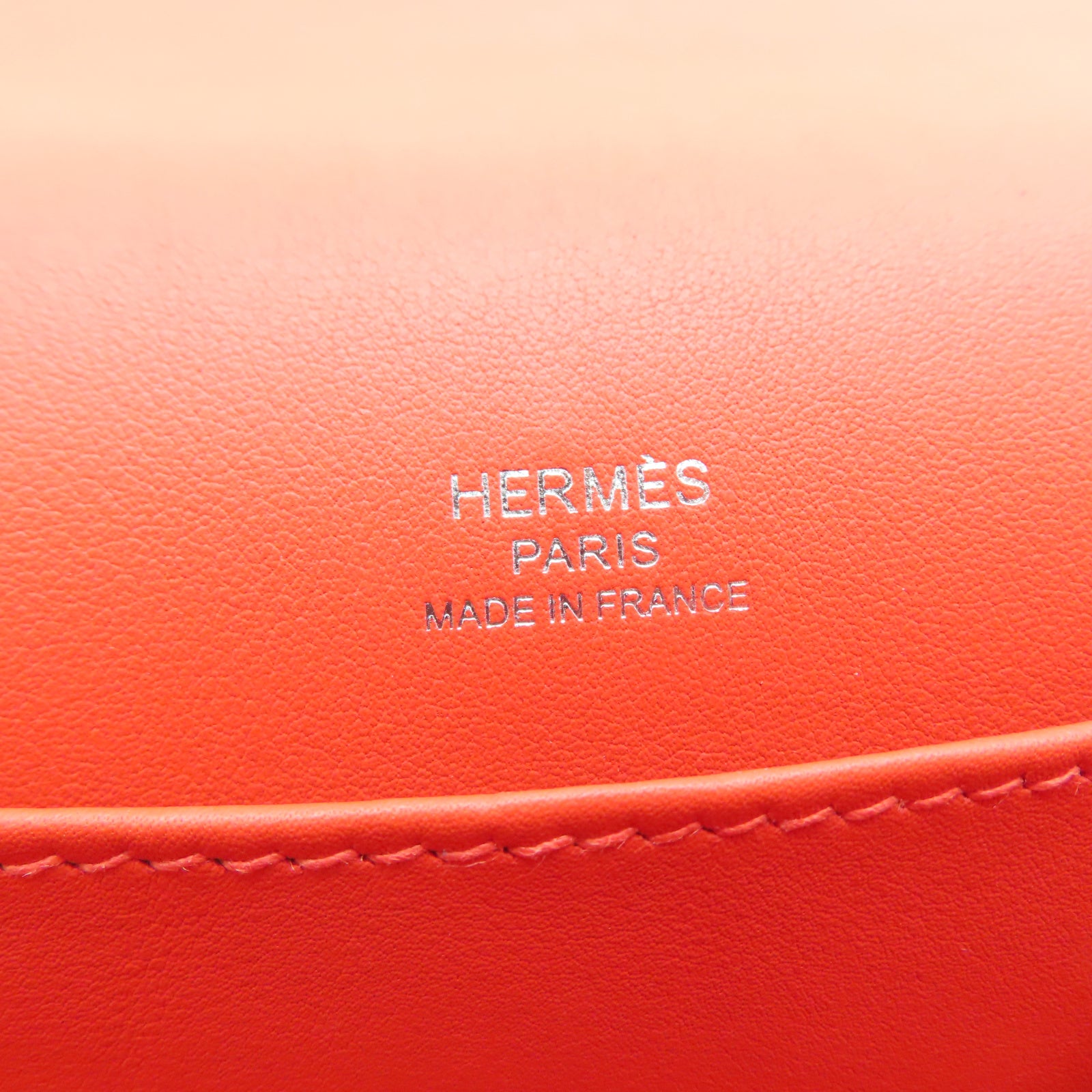 HERMES Mysore Goat Leather Geta Silver Buckle Shoulder Bag Fire Orange
