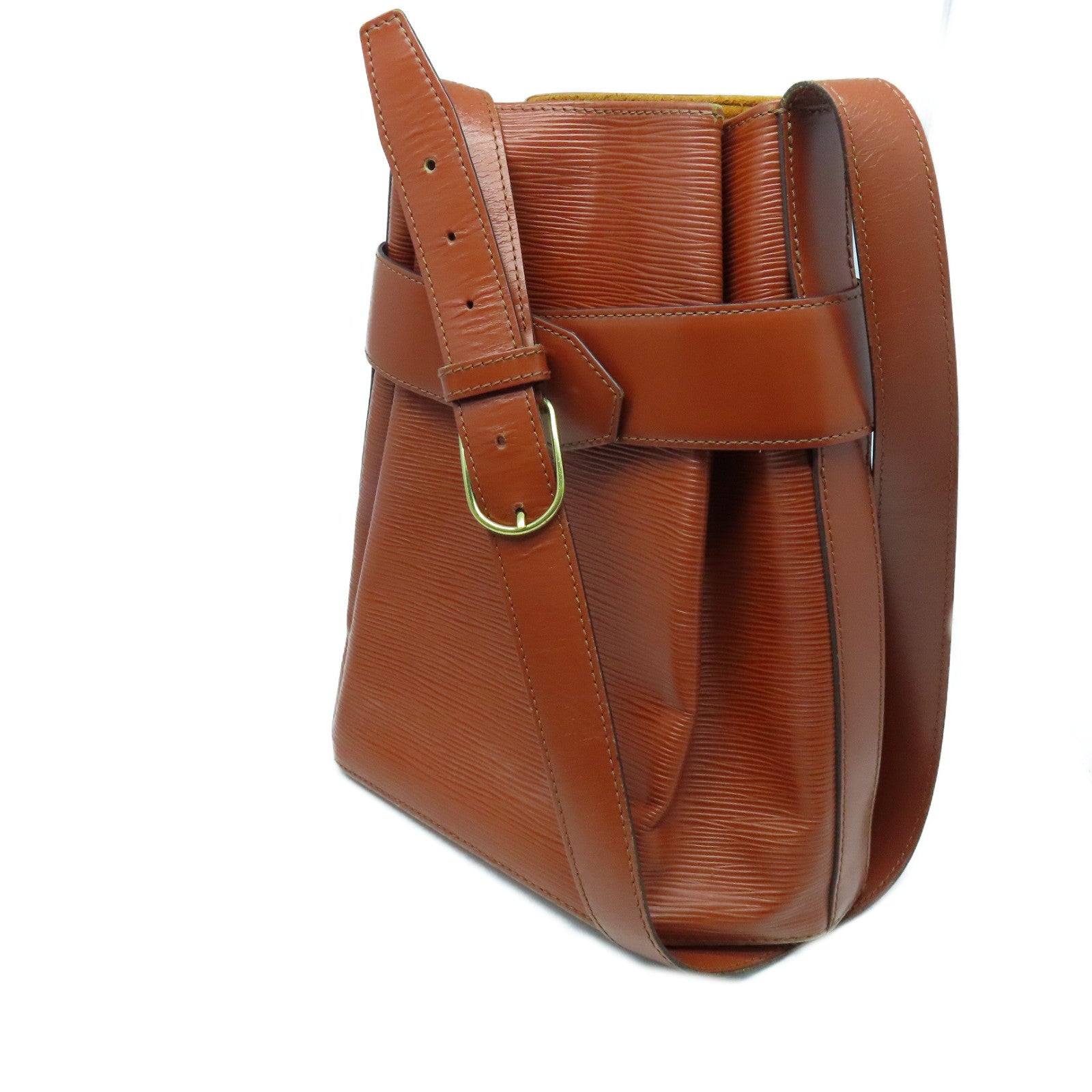 LOUIS VUITTON Epi Sac Depaule Gold Buckle Shoulder Bag Brown