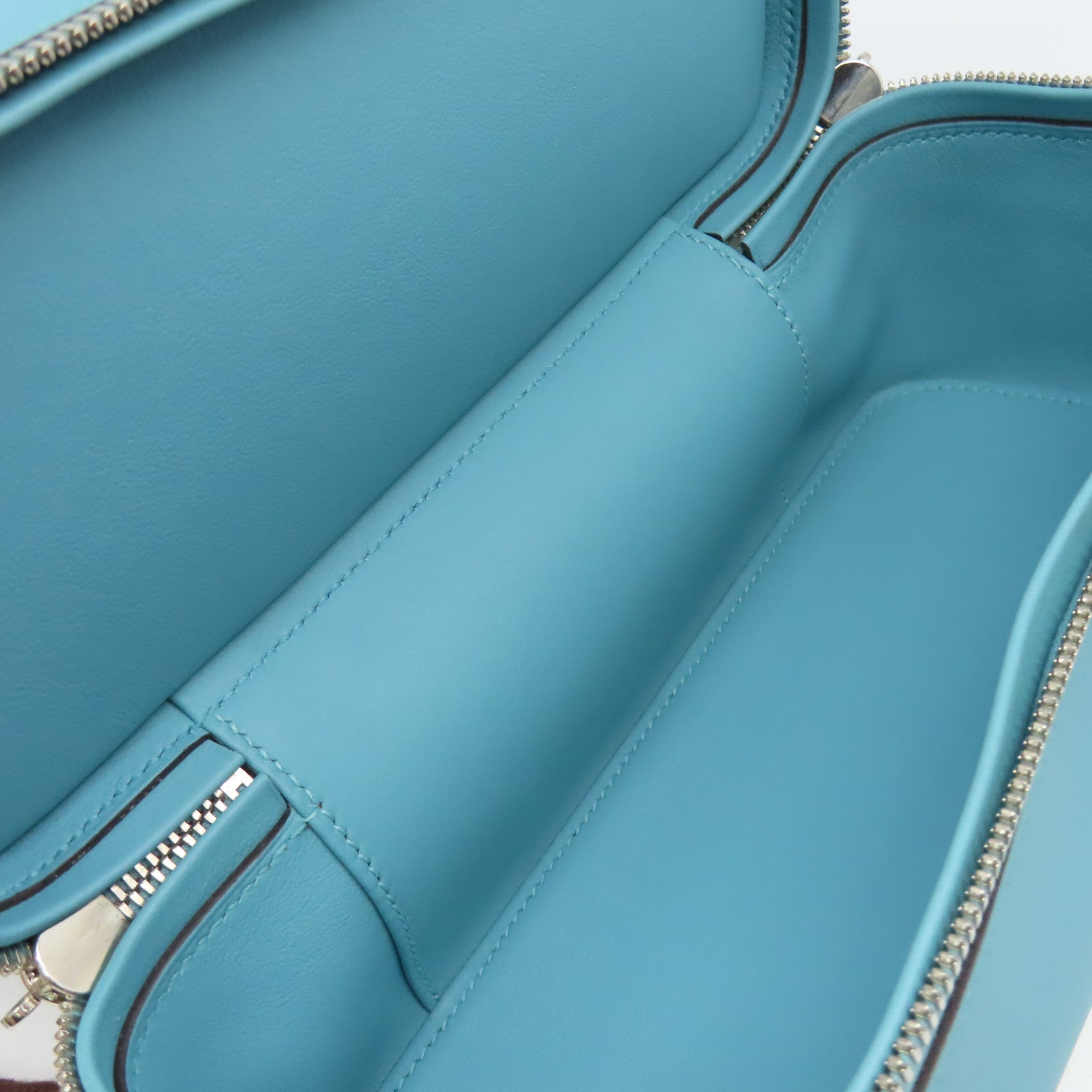 HERMES Swift皮革Bolide Secret Handbag銀扣手挽袋Blue Saint Cyr/聖西爾藍色