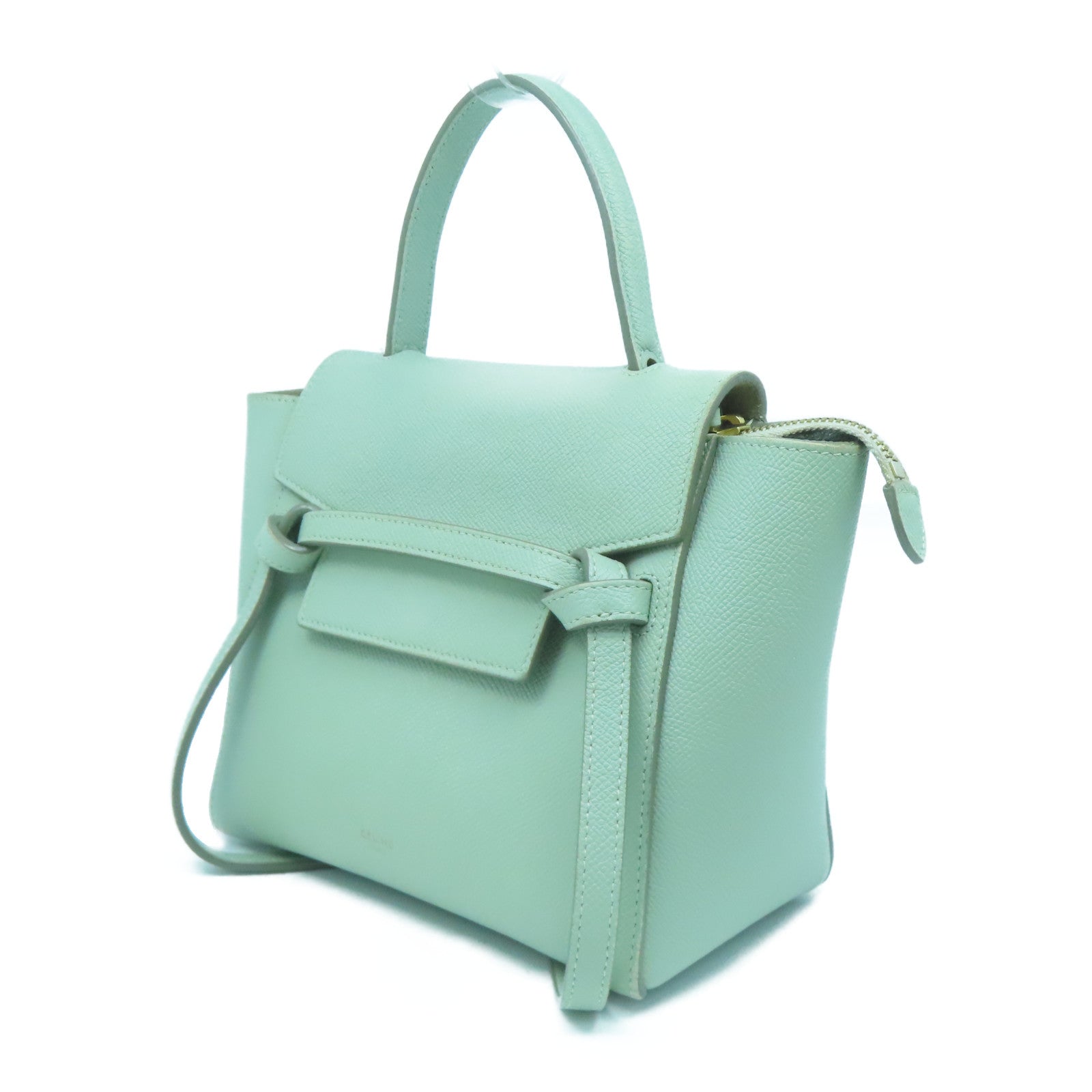 CELINE 牛皮皮革Nano Belt Bag金扣手挽肩背兩用袋綠色
