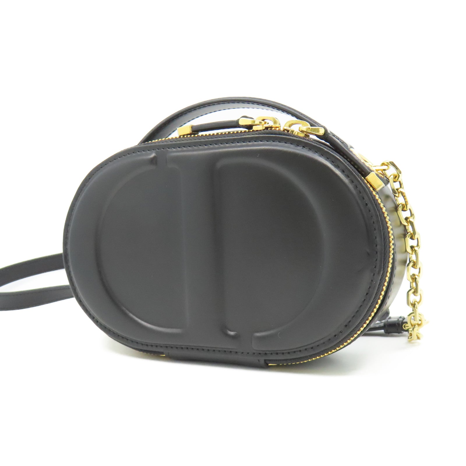 Dior 牛皮皮革CD Signature金扣手挽肩背兩用袋黑色