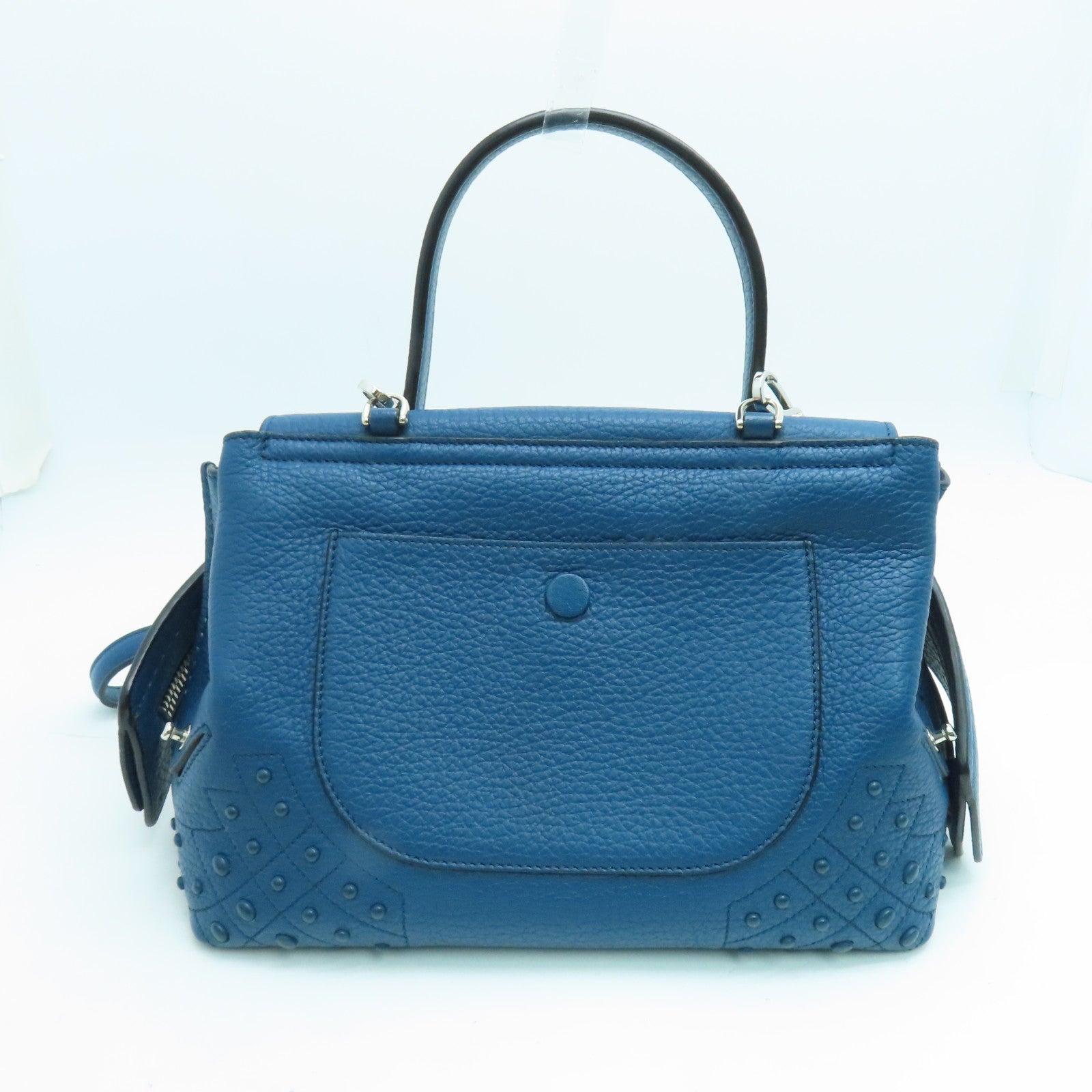 TOD'S 牛皮皮革2Way Shoulder手挽肩背两用袋银扣蓝色