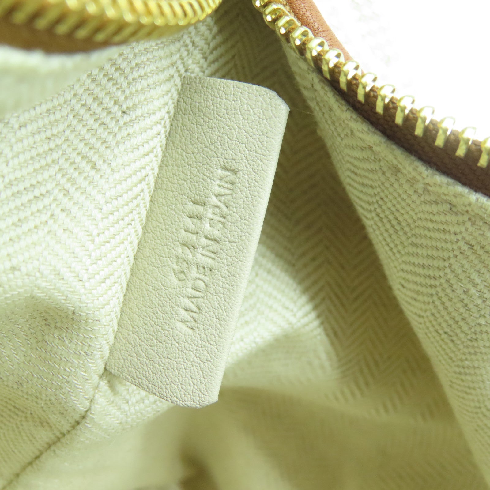 LOEWE 帆布/皮革Small Cubi Bag金扣手挽袋米色/啡色