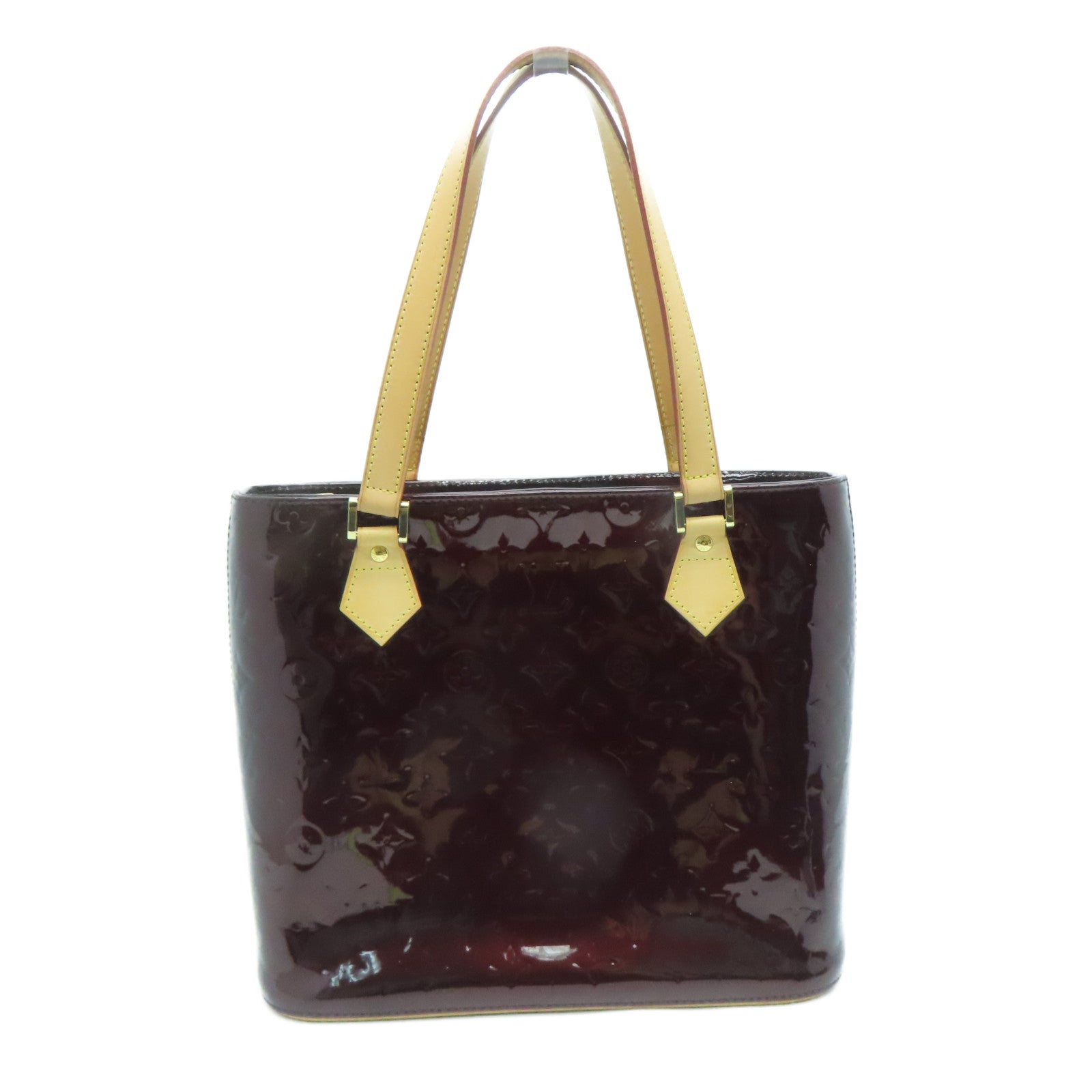 LOUIS VUITTON Monogram Vernis Houston gold buckle handle bag purple