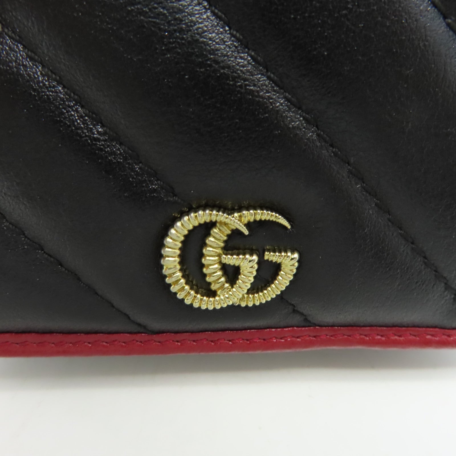 GUCCI 牛皮皮革GG Marmont Short Wallet短錢包黑色/紅色