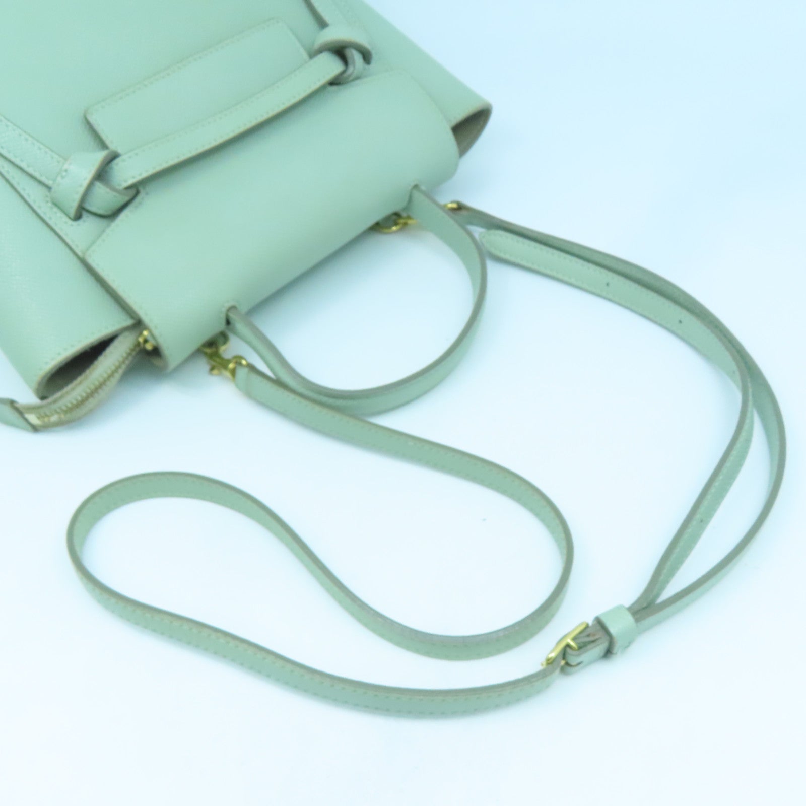 CELINE 牛皮皮革Nano Belt Bag金扣手挽肩背兩用袋綠色