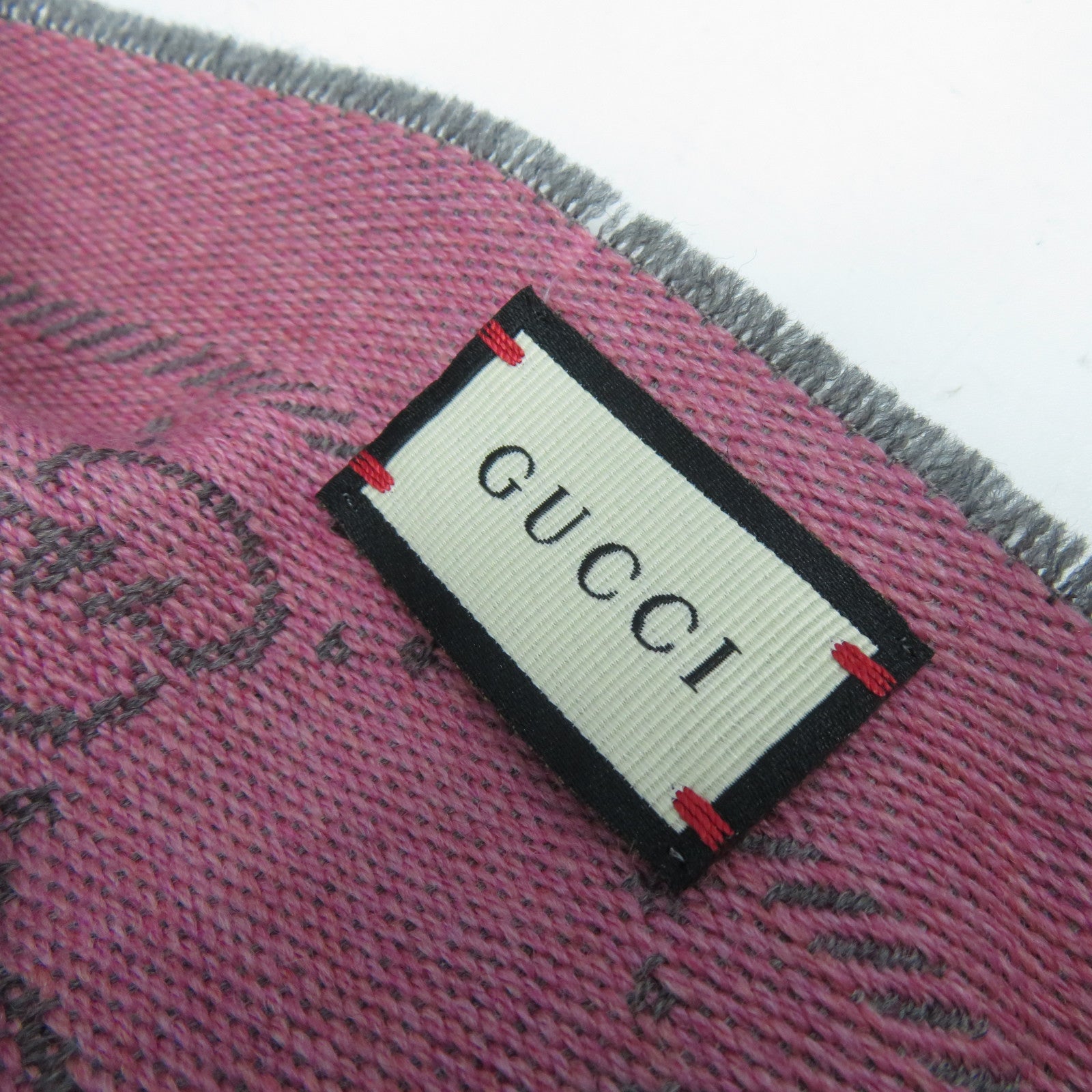 GUCCI 羊毛Scarf頸巾灰色/粉紅色