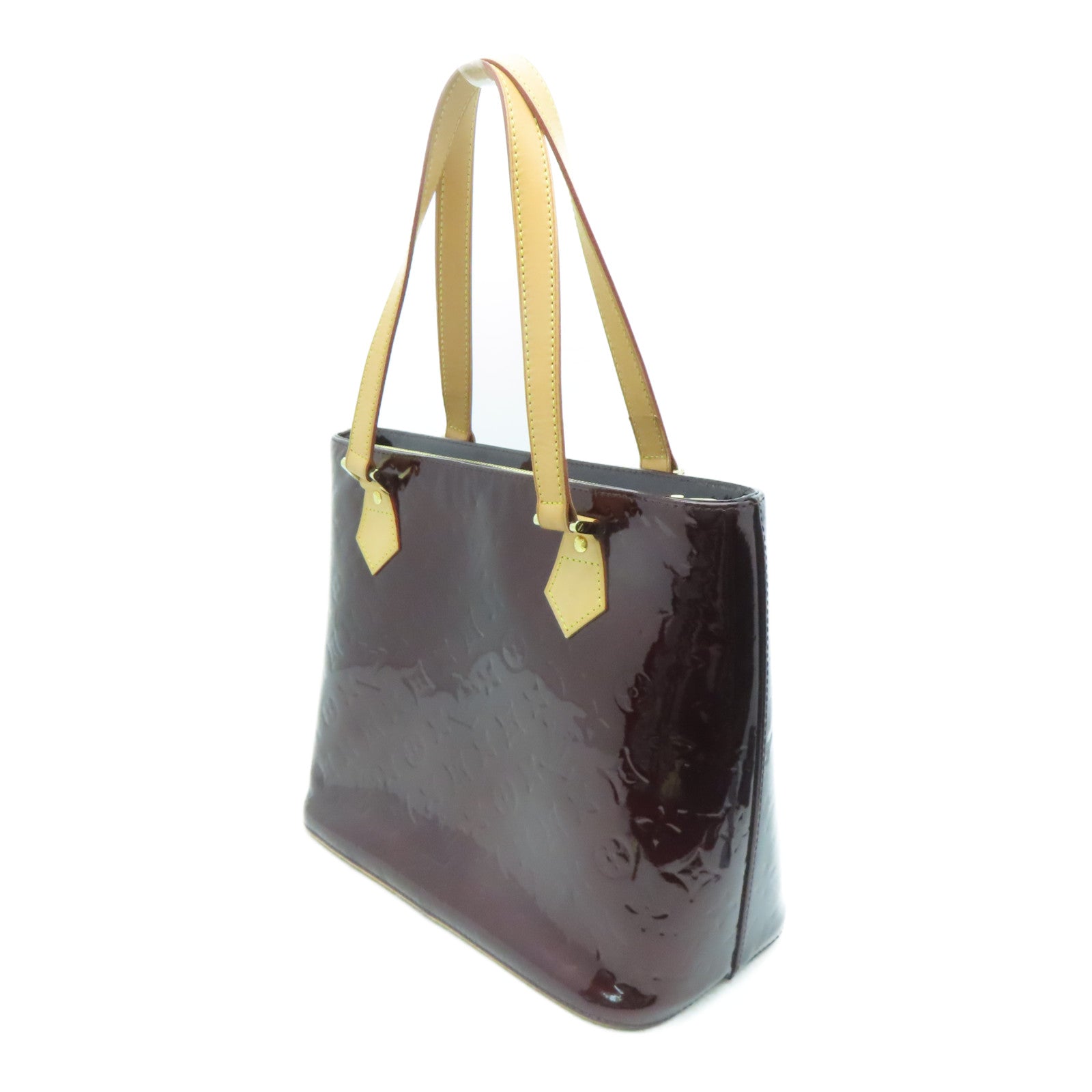 LOUIS VUITTON Monogram Vernis Houston gold buckle handle bag purple