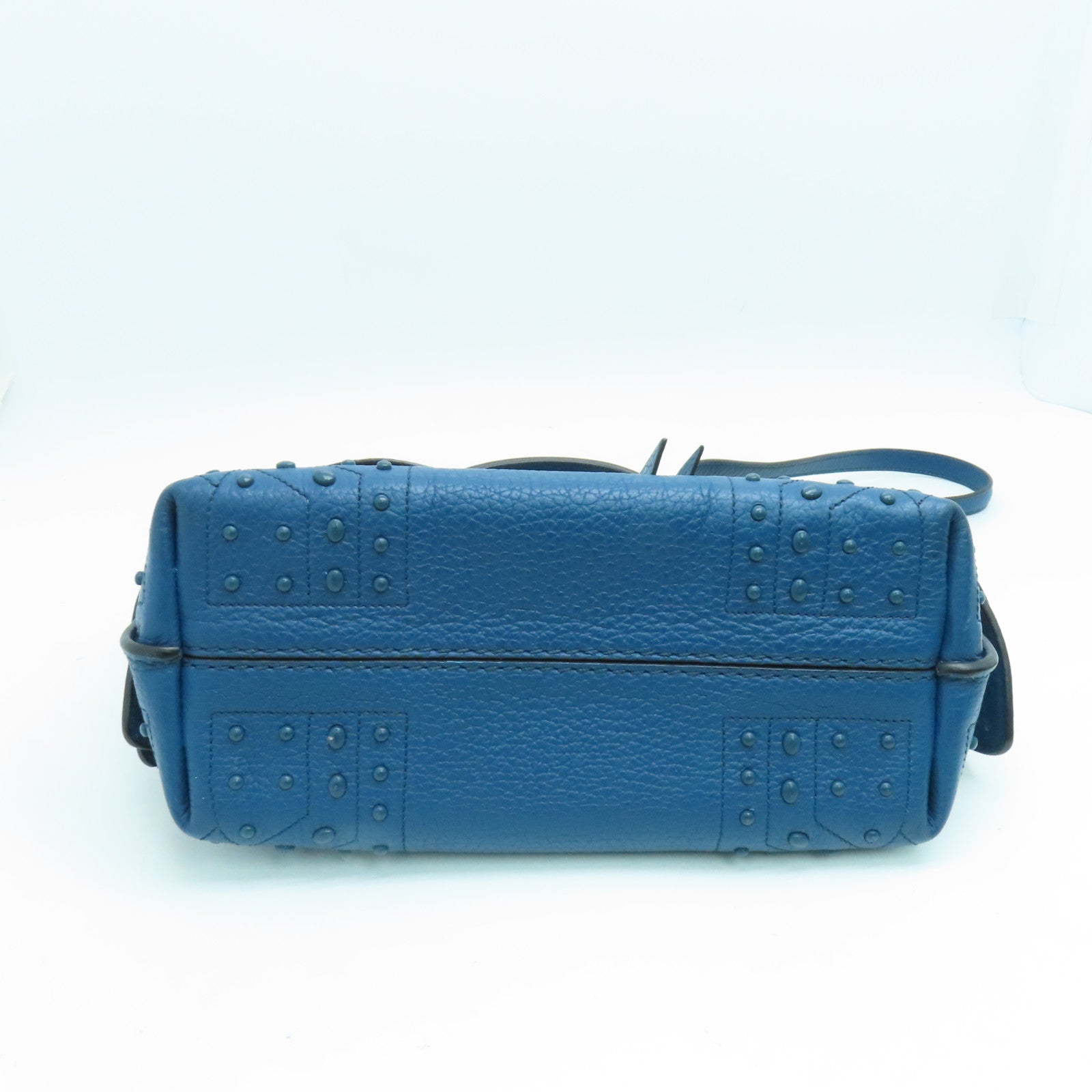 TOD'S 牛皮皮革2Way Shoulder手挽肩背两用袋银扣蓝色