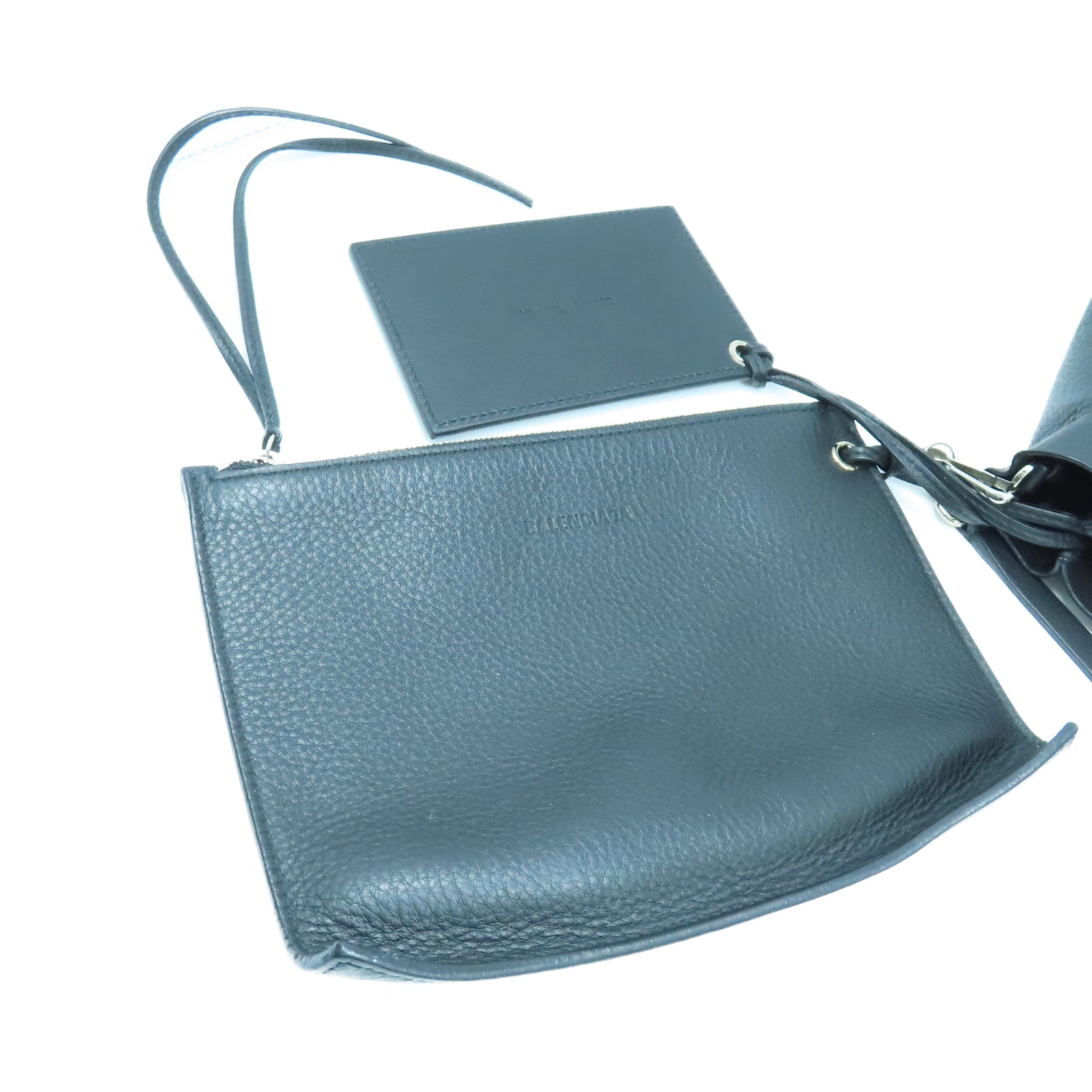 BALENCIAGA 牛皮皮革2 Way Shoulder銀扣手挽肩背兩用袋黑色
