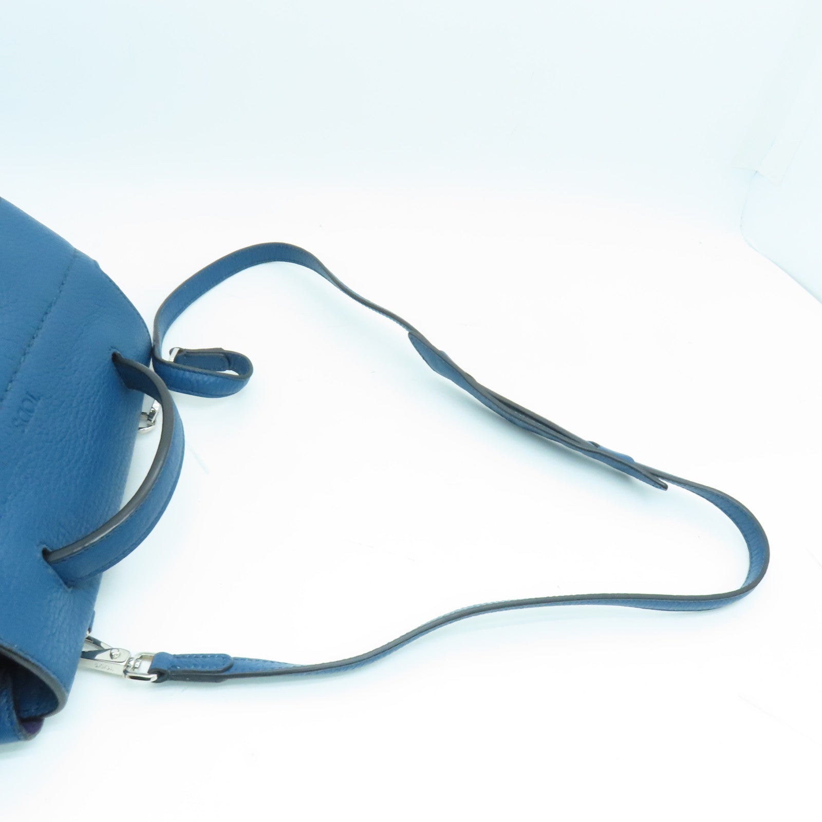 TOD'S 牛皮皮革2Way Shoulder手挽肩背两用袋银扣蓝色