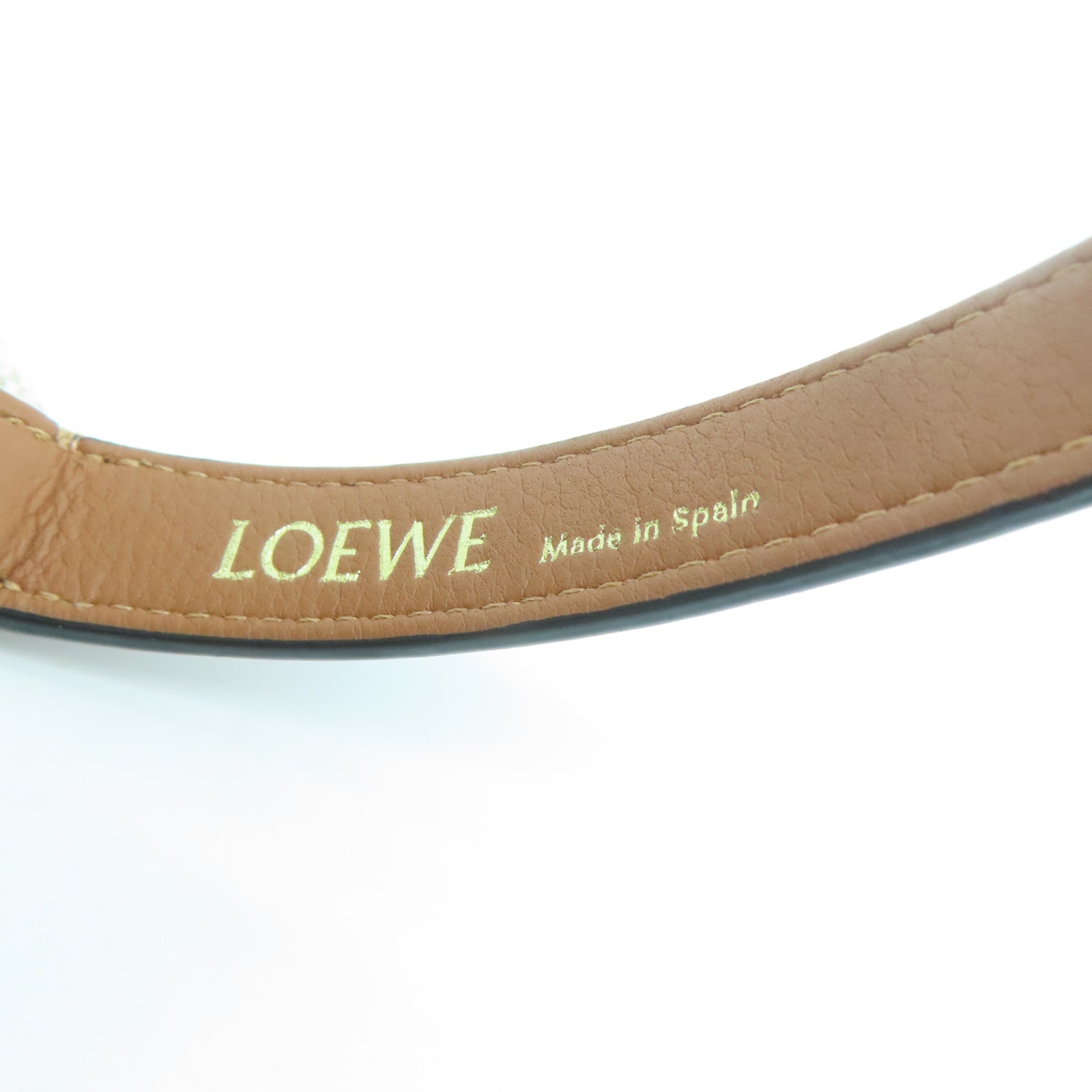 LOEWE 帆布/皮革Small Cubi Bag金扣手挽袋米色/啡色