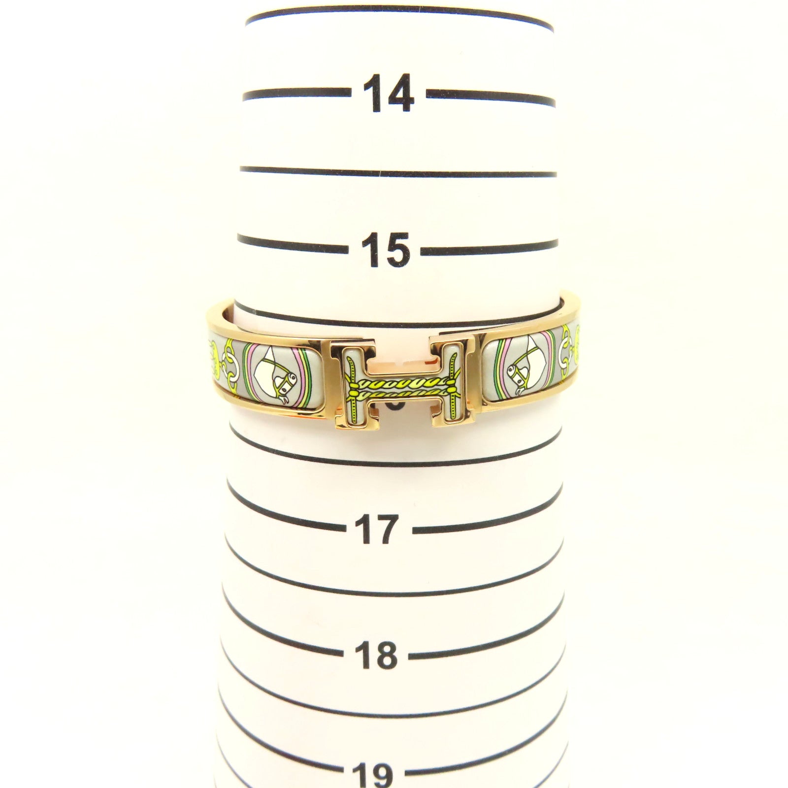 HERMES 金屬/陶瓷H Bangle金扣手鐲金色/灰色/彩色