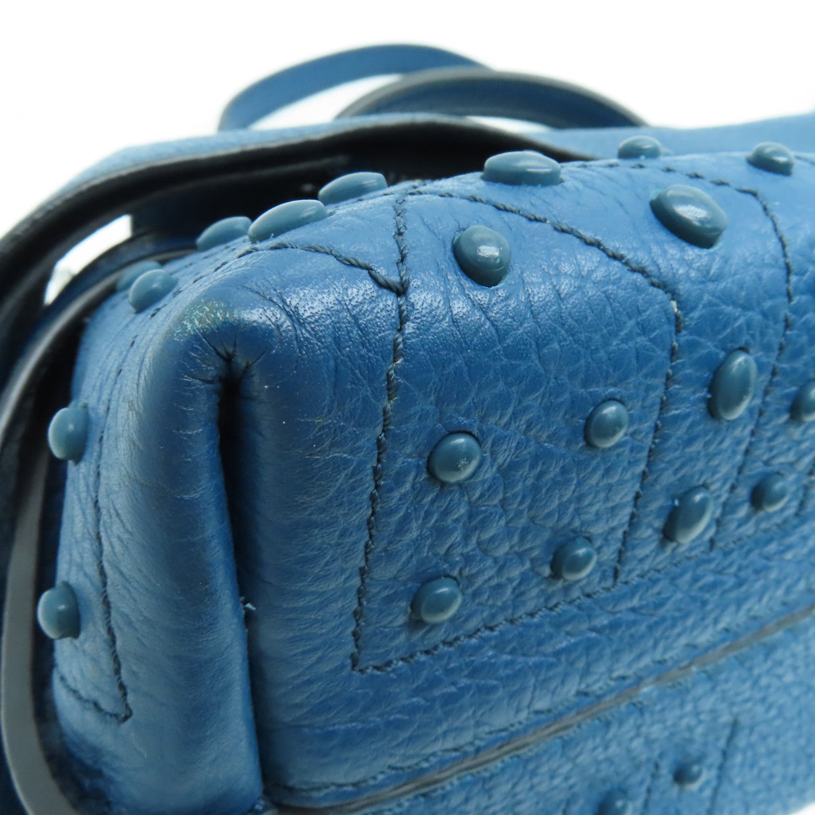 TOD'S 牛皮皮革2Way Shoulder手挽肩背两用袋银扣蓝色
