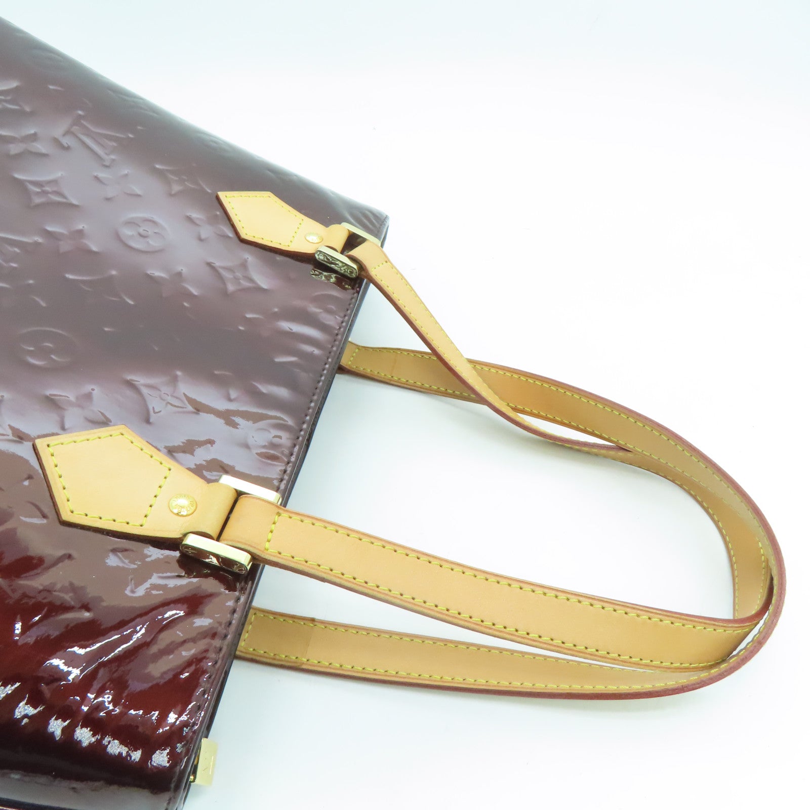 LOUIS VUITTON Monogram Vernis Houston gold buckle handle bag purple