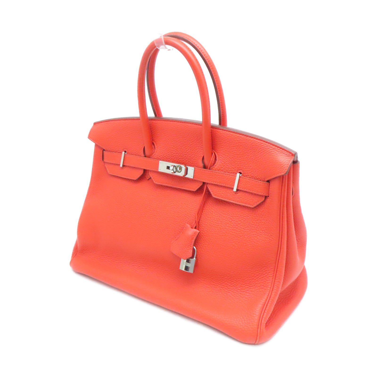 HERMES 【激減優惠】Togo皮革Birkin 35銀扣手挽袋火橘色
