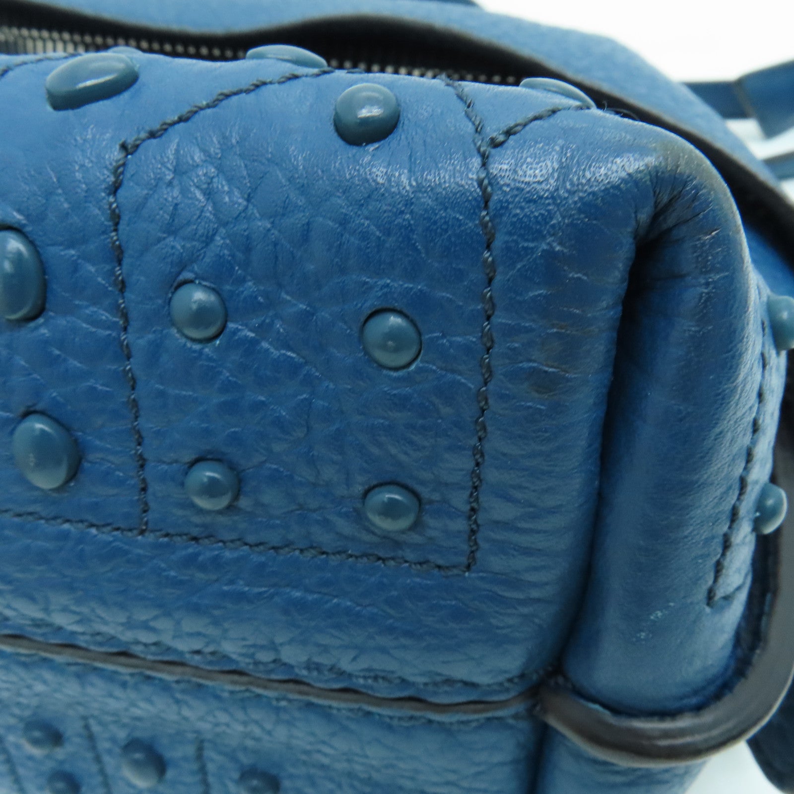 TOD'S 牛皮皮革2Way Shoulder手挽肩背两用袋银扣蓝色