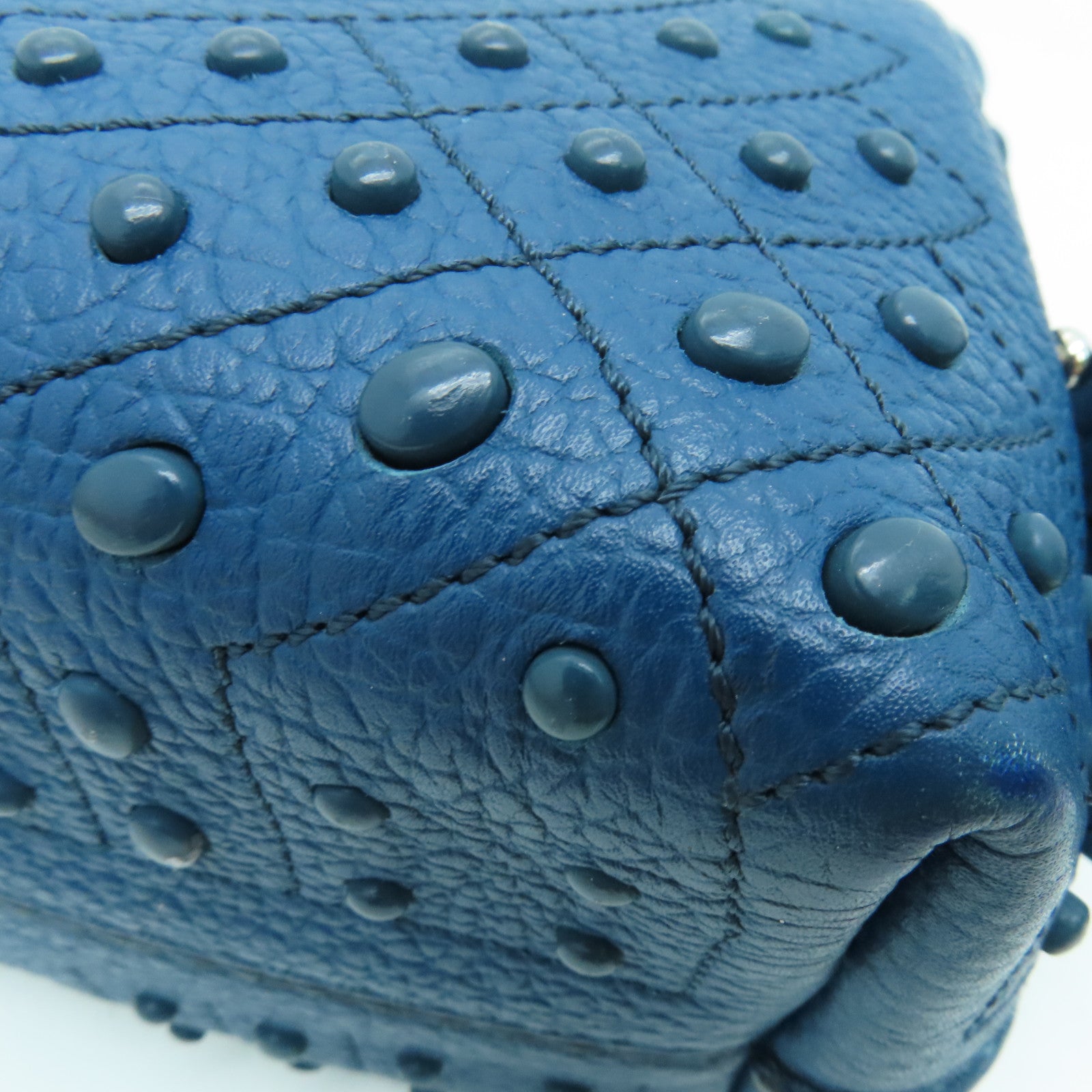 TOD'S 牛皮皮革2Way Shoulder手挽肩背两用袋银扣蓝色