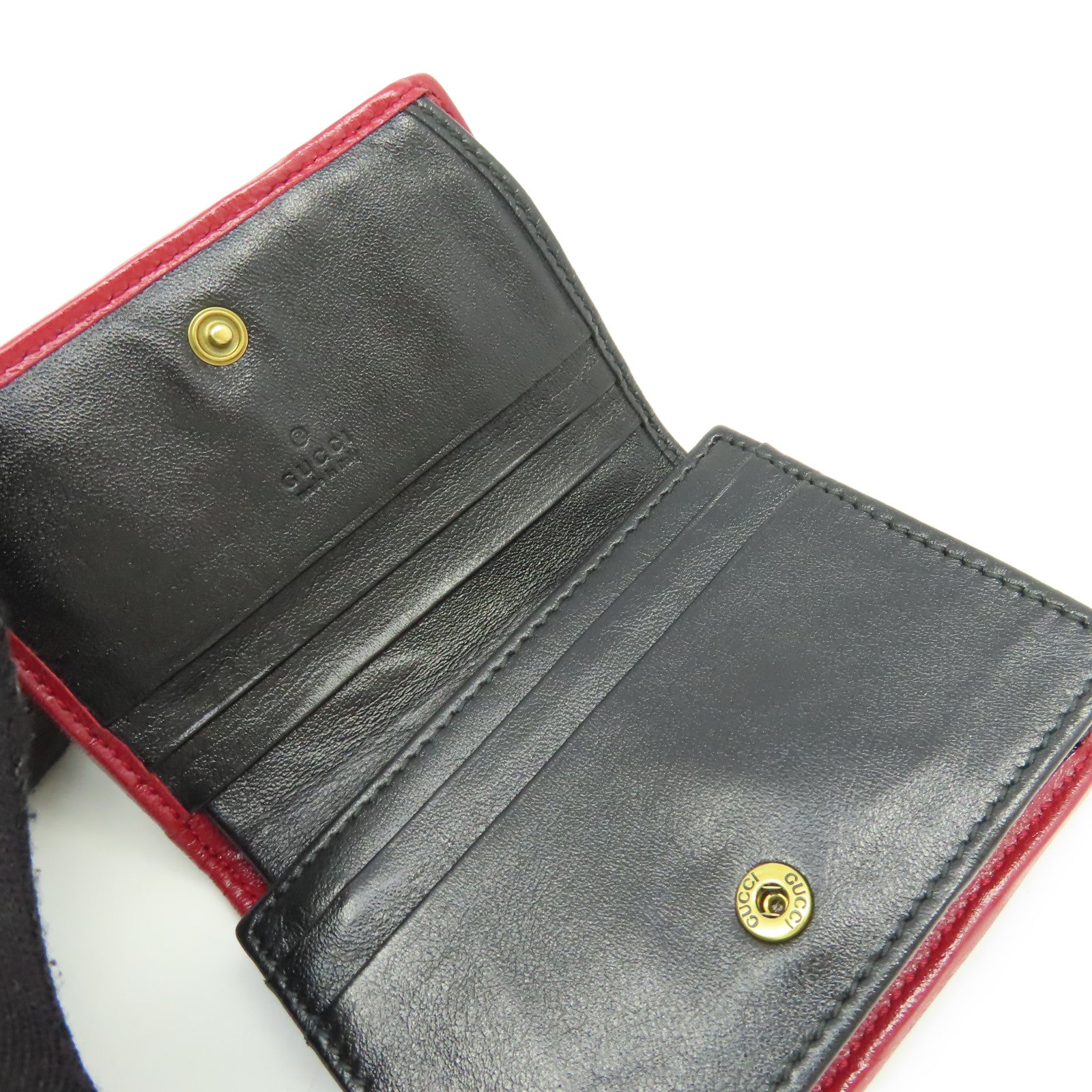 GUCCI 牛皮皮革GG Marmont Short Wallet短錢包黑色/紅色