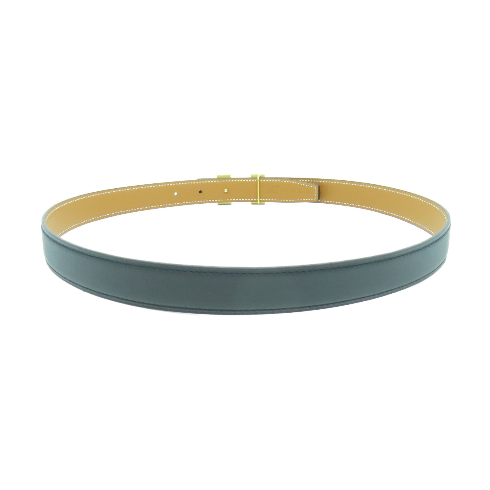 HERMES Swift皮革/Epsom皮革Belt 80cm金扣皮帶黑色