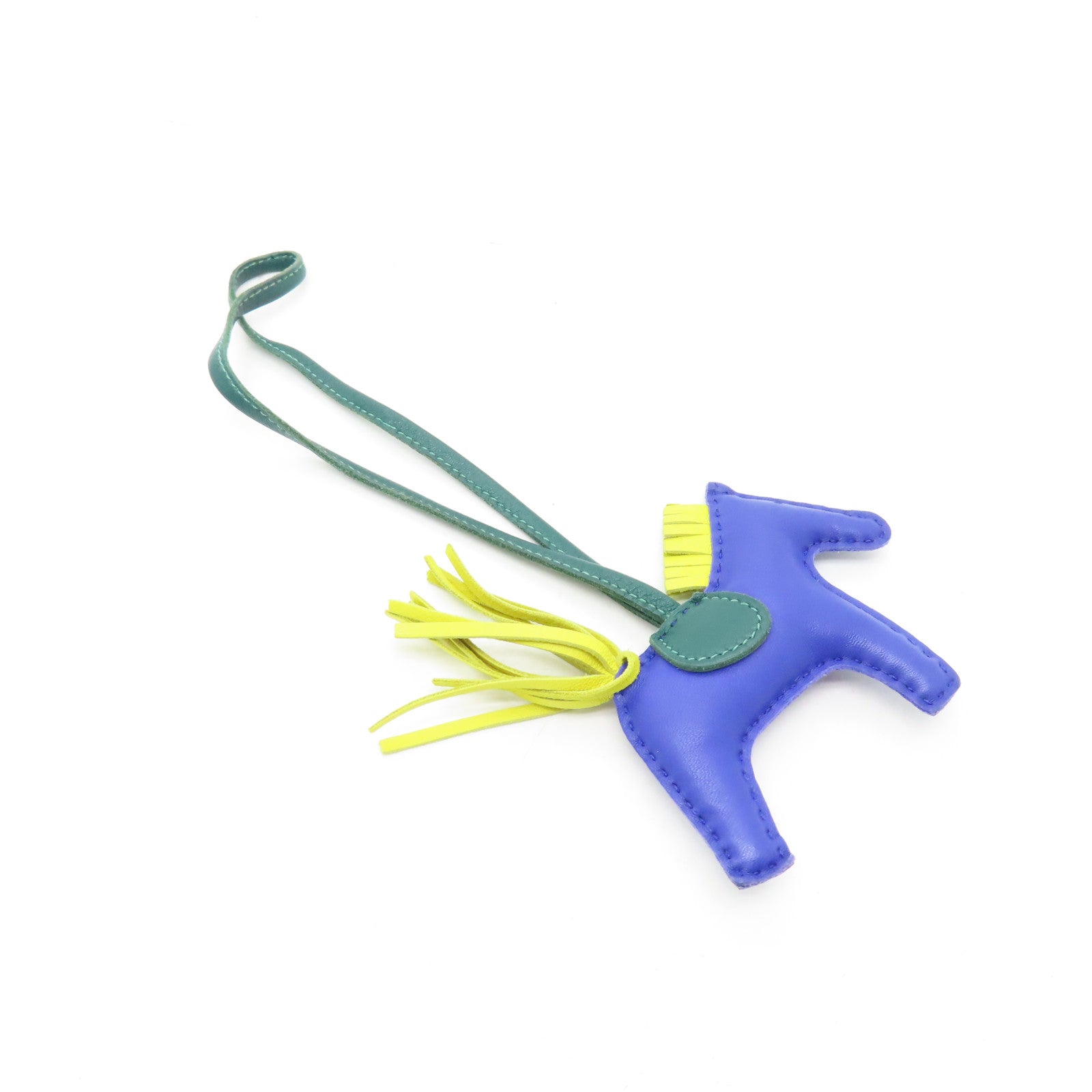 HERMES Veau Swift Leather Rodeo PM Charm Blue/Yellow/Green